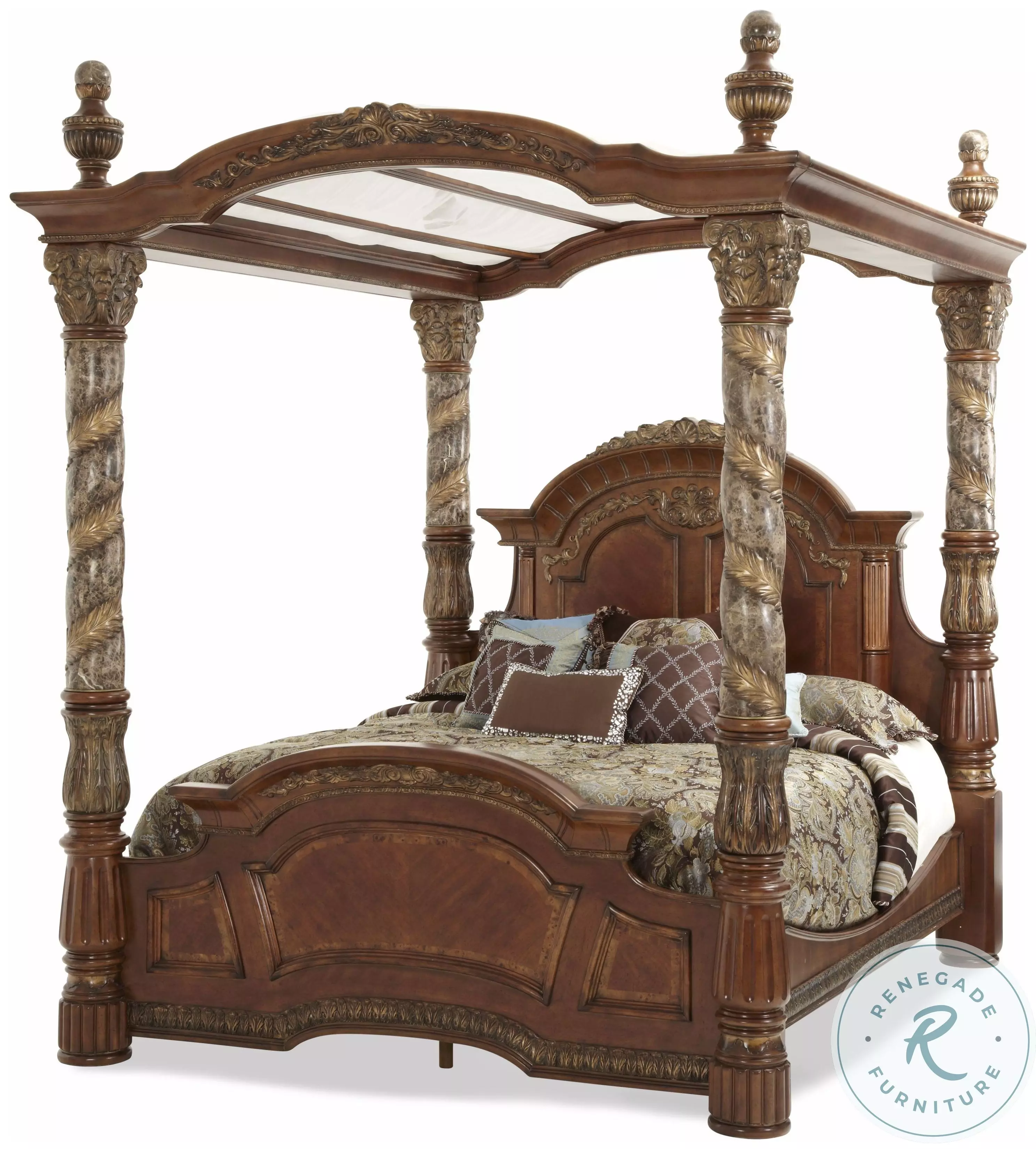 Villa Valencia Classic Chestnut California King Poster Canopy Bed