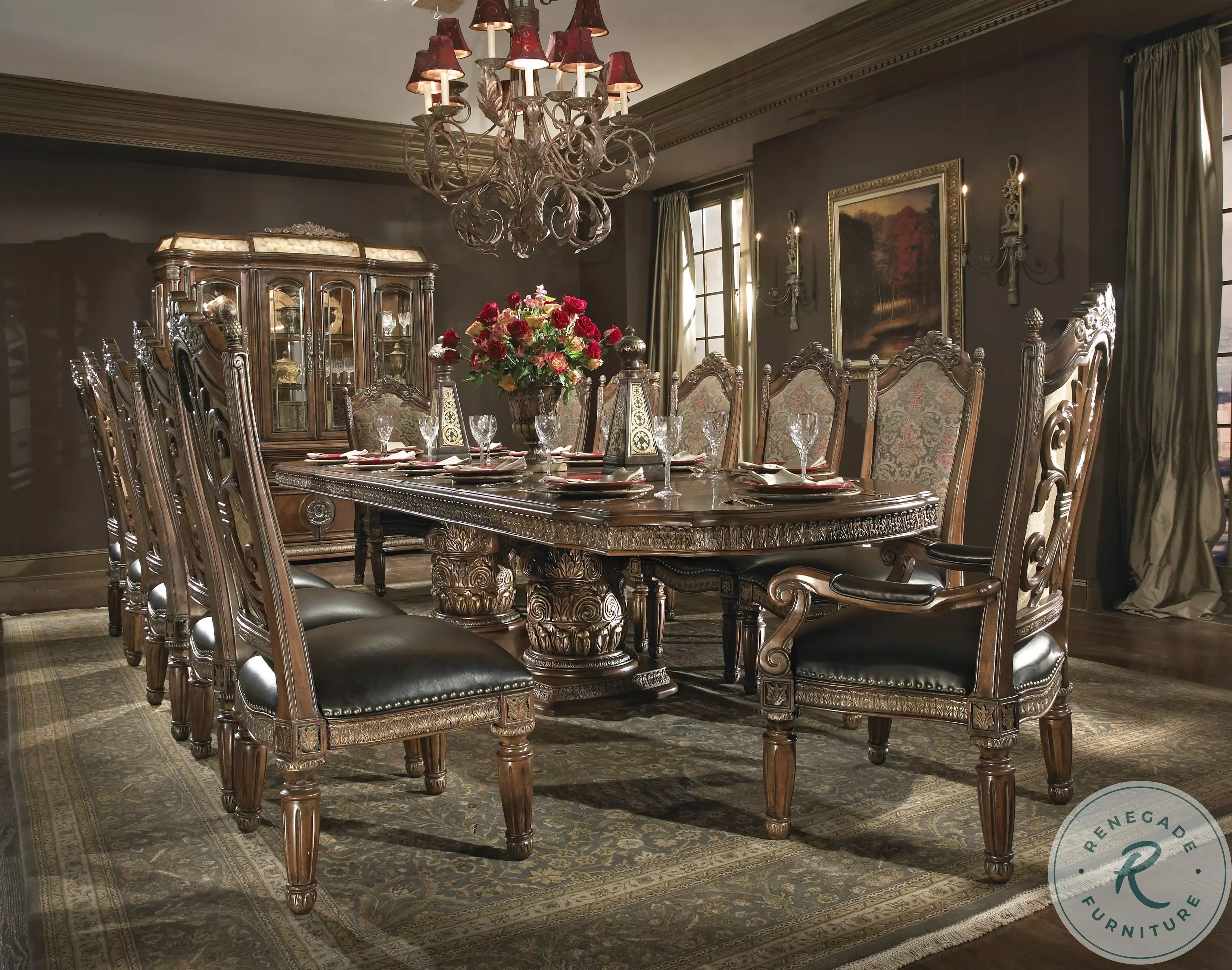 Villa Valencia Classic Chestnut Extendable Rectangular Dining Room