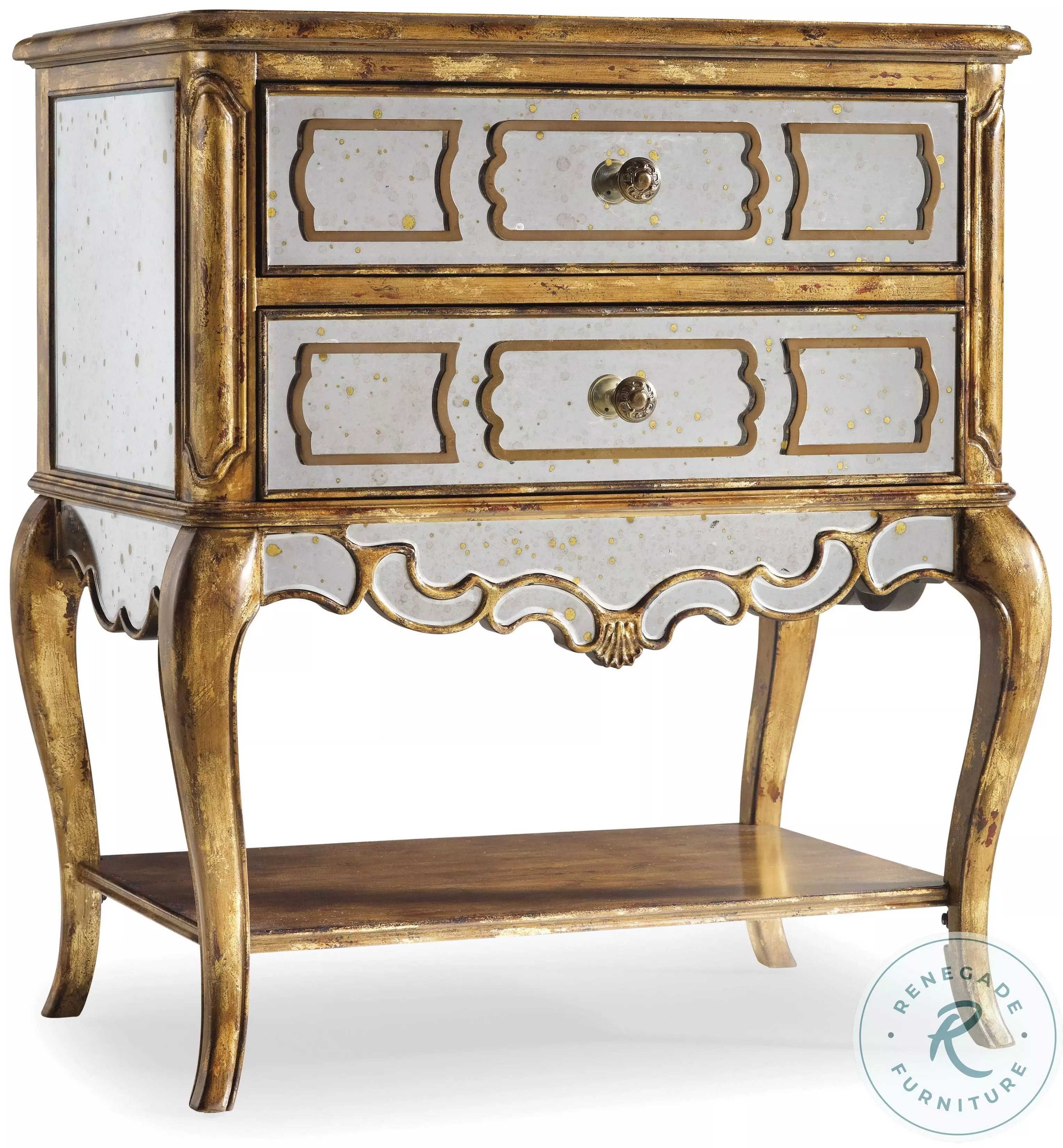 セール3Dアートヘルゲ・シュナイダー(エンターテイナー) インテリア おしゃれ Sanctuary Gold Bling Mirrored Leg Nightstand from Hooker | Coleman