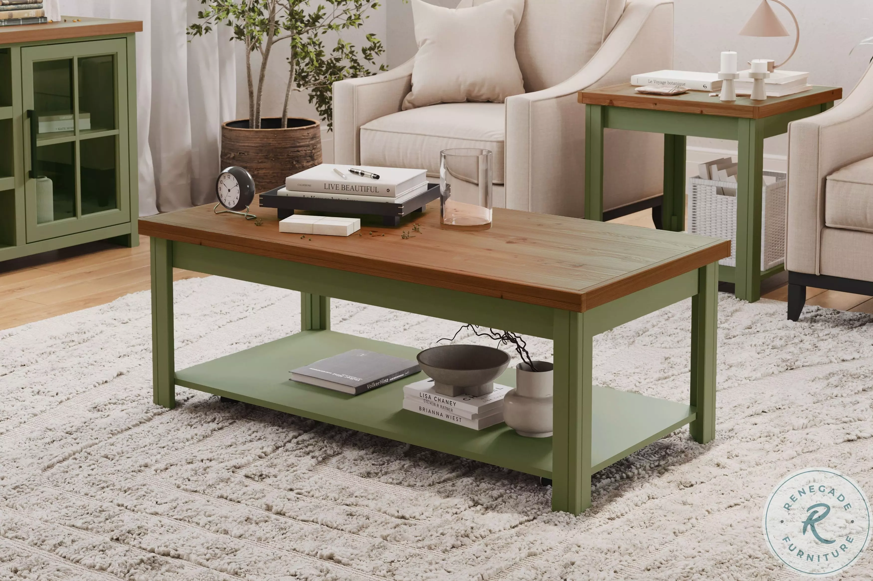 Vineyard Sage Green And Fruitwood Coffee Table From Legends