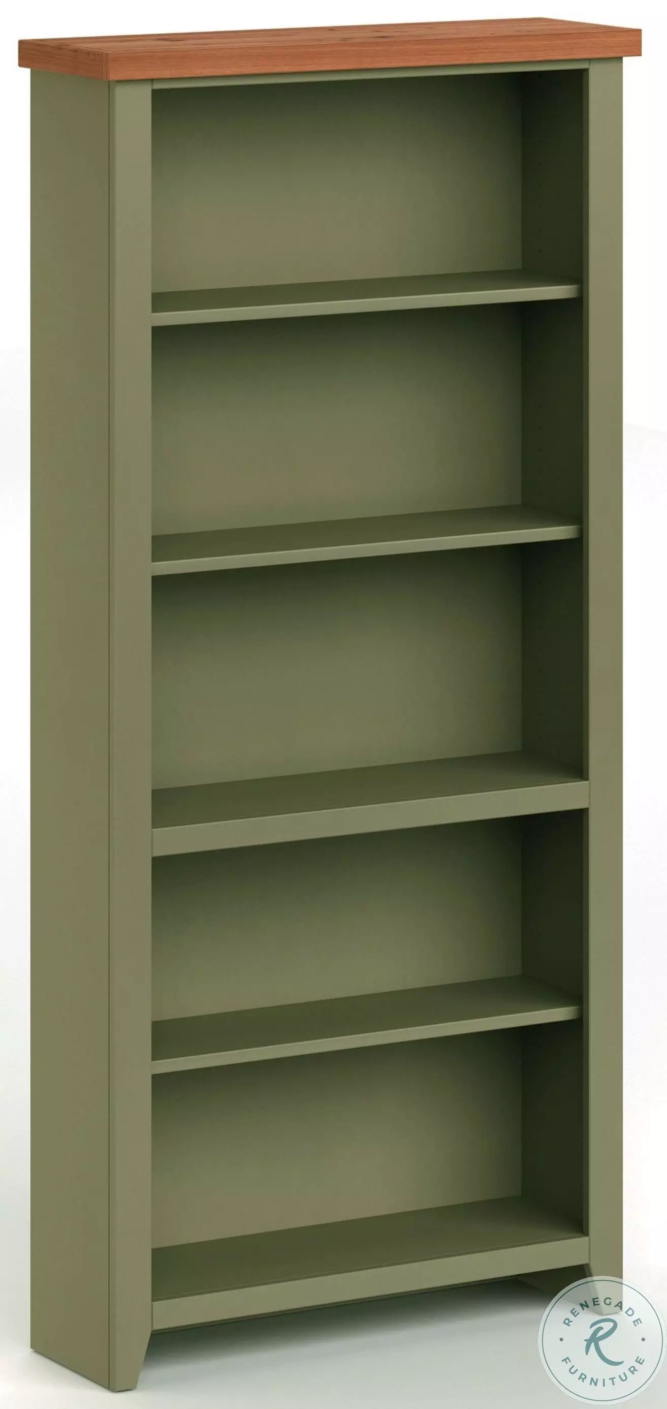 Vineyard Sage Green And Fruitwood High 5 Shelf Bookcase From