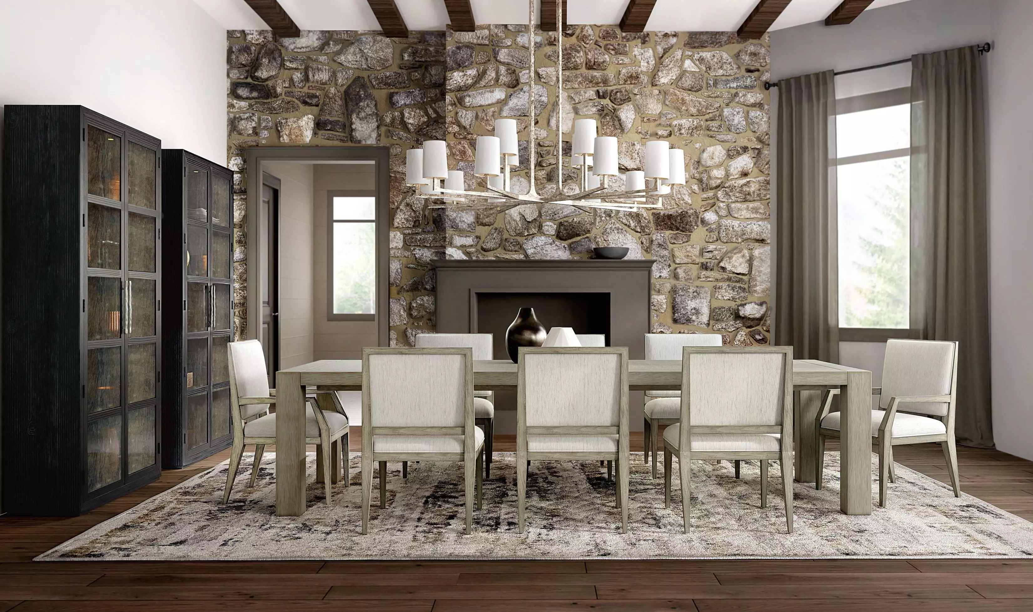 Linville Falls Soft Smoked Gray North Fork Rectangular Extendable Dining Room Set
