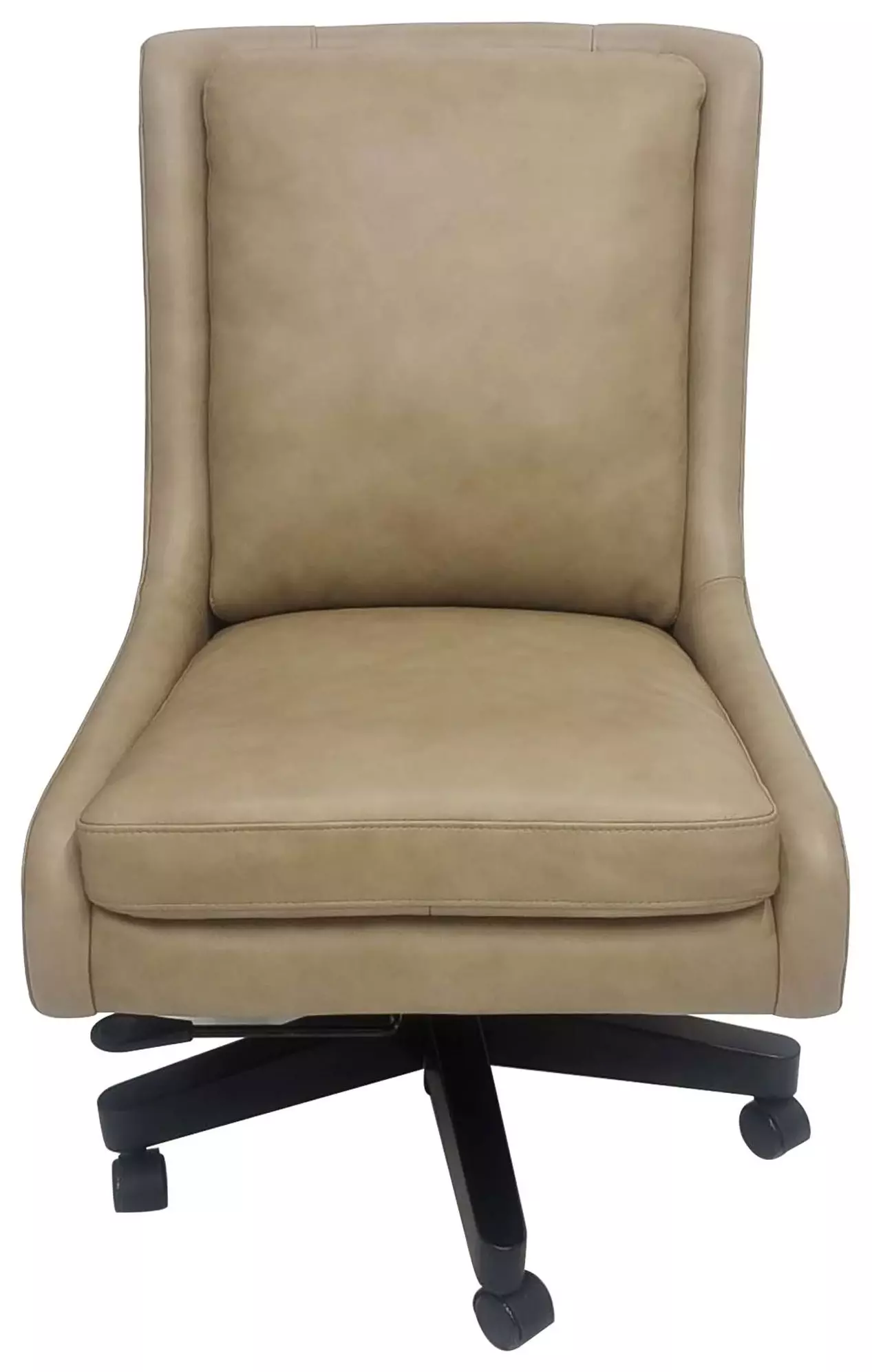 Parker Living Pillowtop Armless Office Chair with Walnut Wood Base - Adjustable Height, Swivel Rolling Desk Chair - Beige