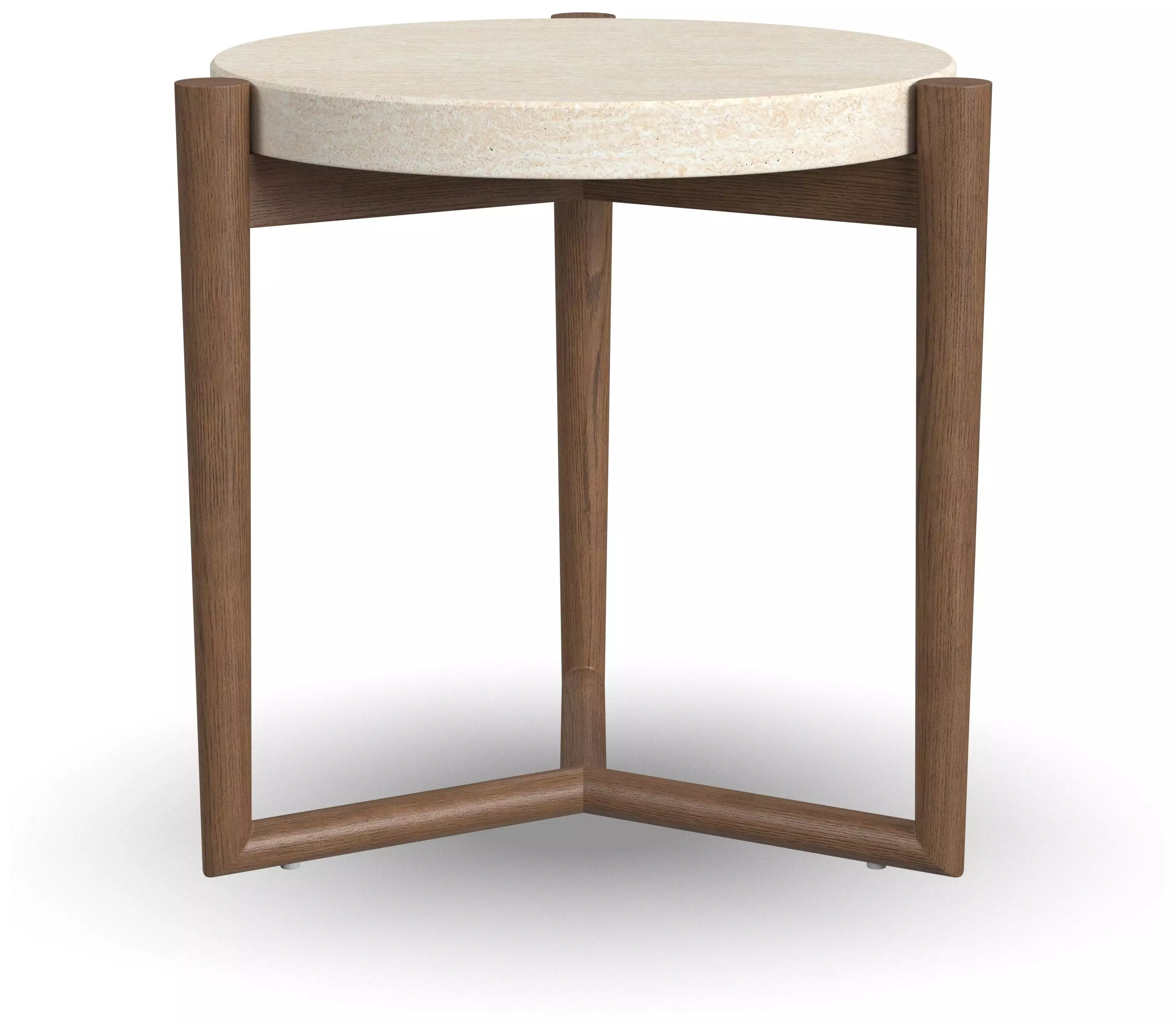 Verona Medium Brown and White Round Stone Top Accent Table