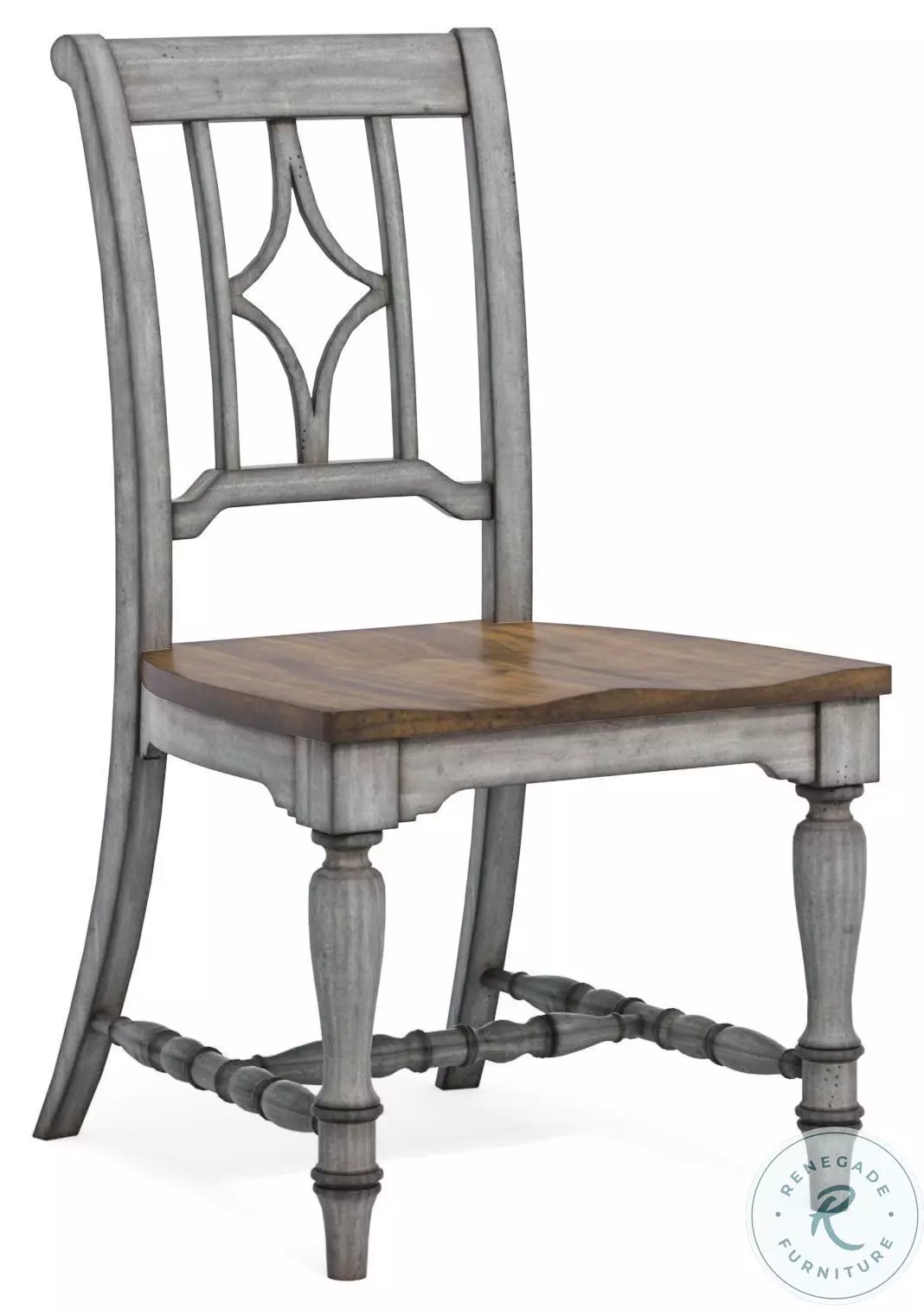 Plymouth Distressed Graywash Grey with Brown Seat Side Chair Set