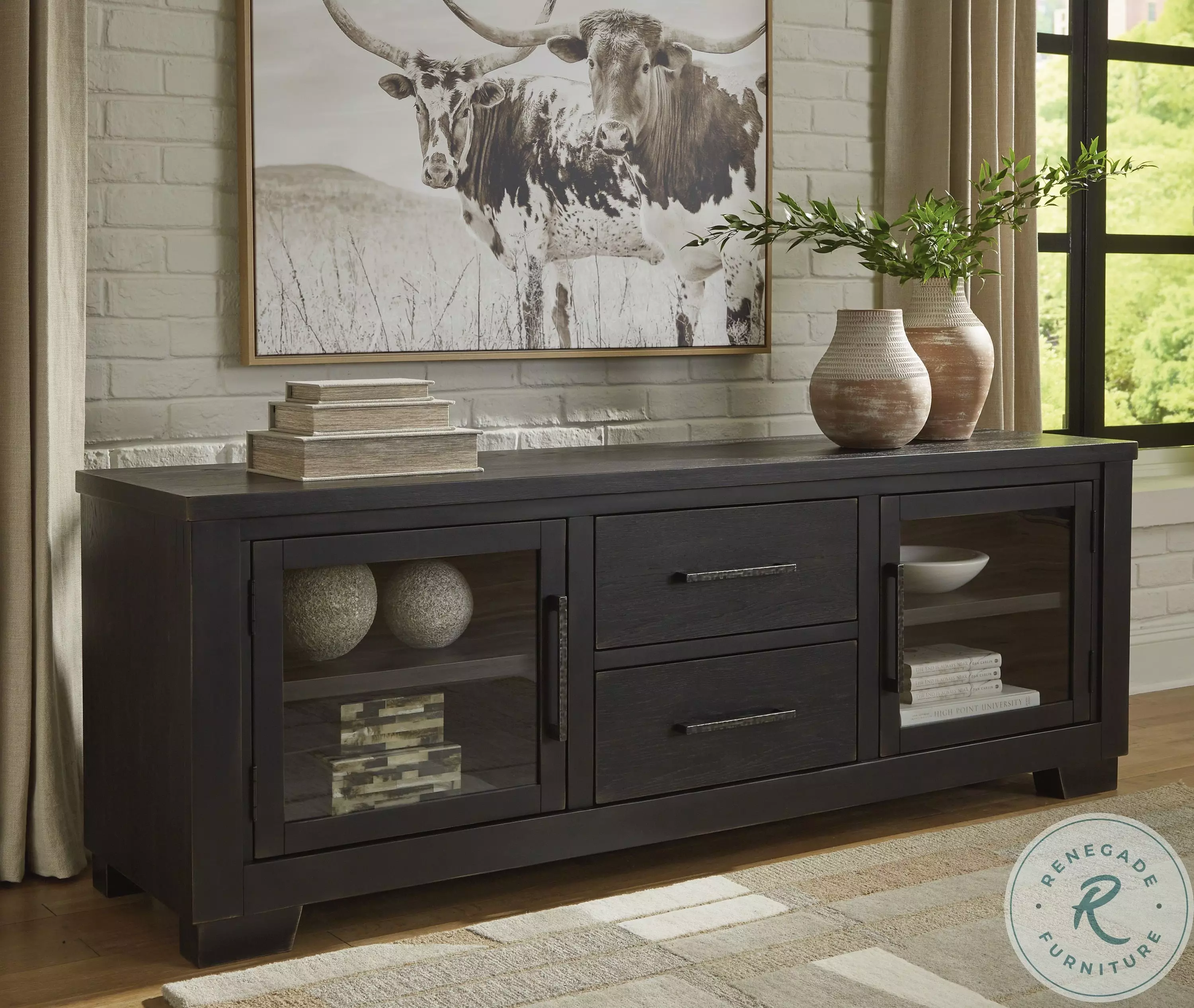 Galliden Black Extra Large TV Stand From Ashley Furniture