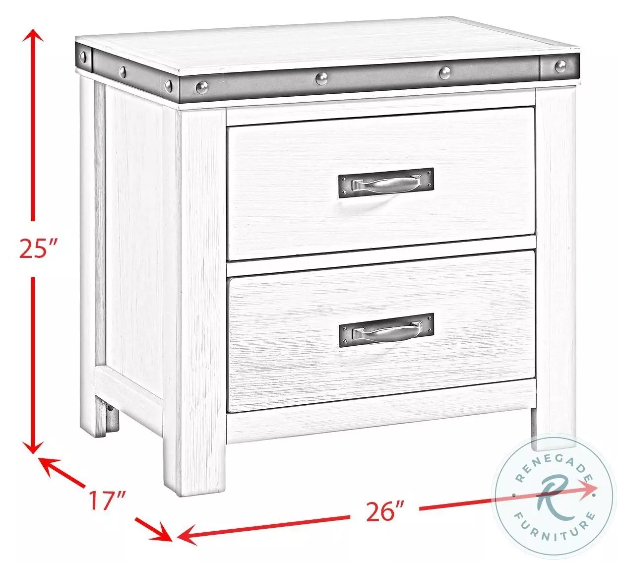 Montauk Modern White 2 Drawer Youth Nightstand