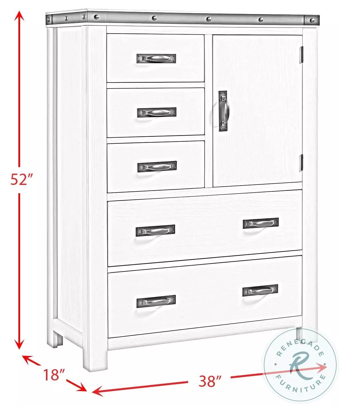 Montauk Modern White 5 Drawer Youth Door Chest