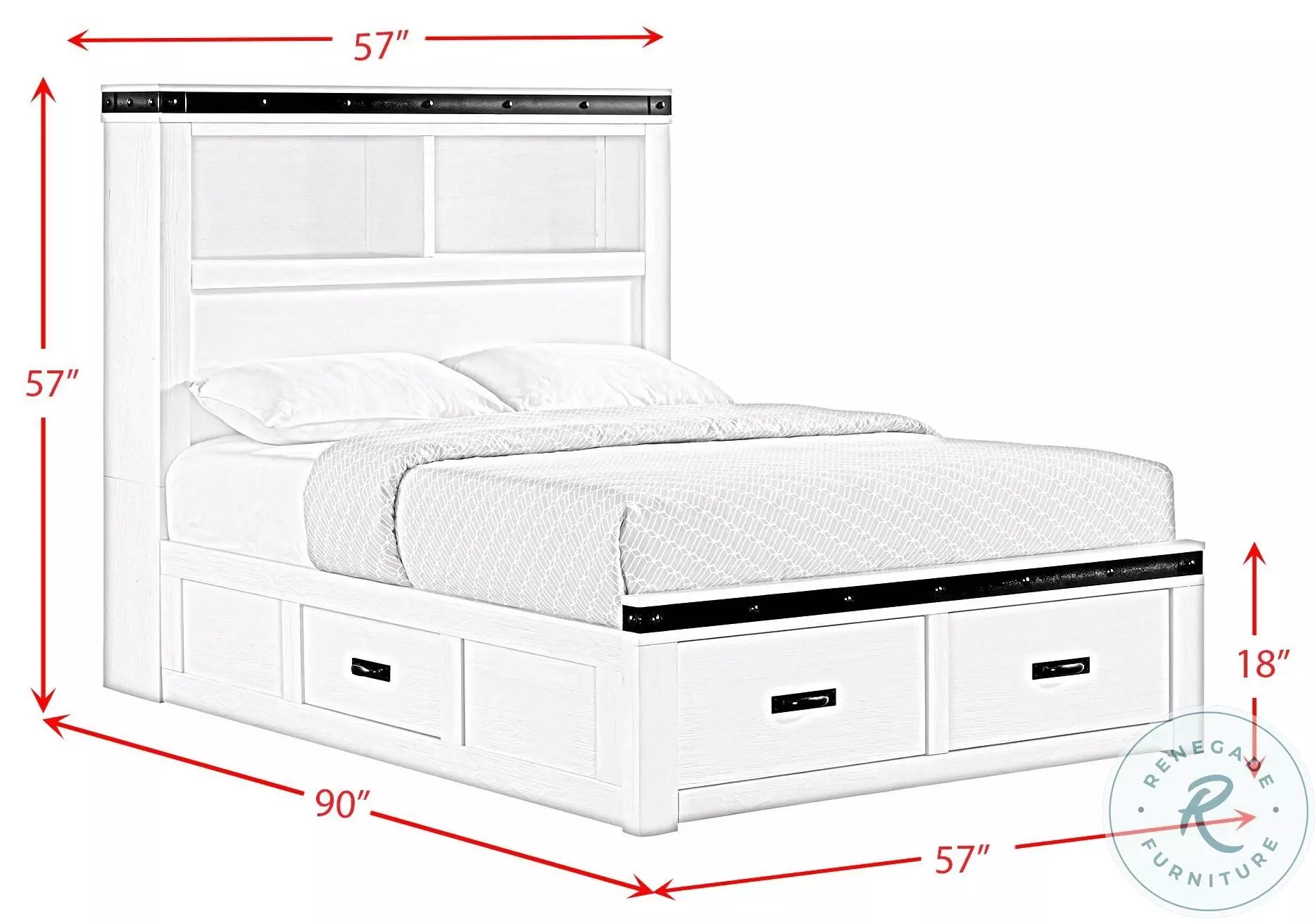 Montauk Modern White Full Storage Platform Bed