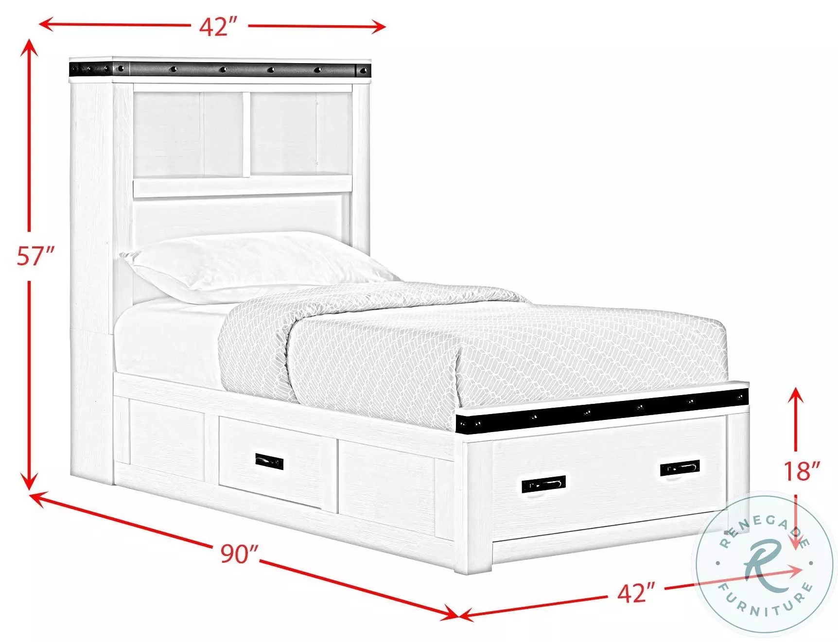 Montauk Modern White Twin Storage Platform Bed