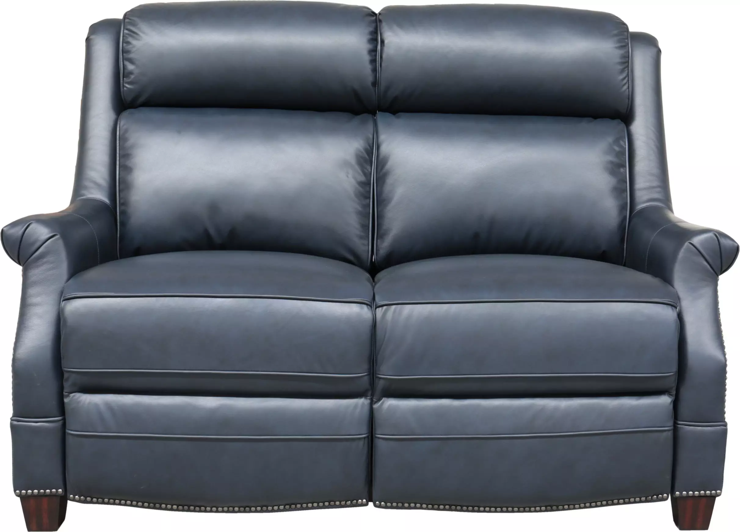 Warrendale Shoreham Blue Leather Power Reclining Loveseat with