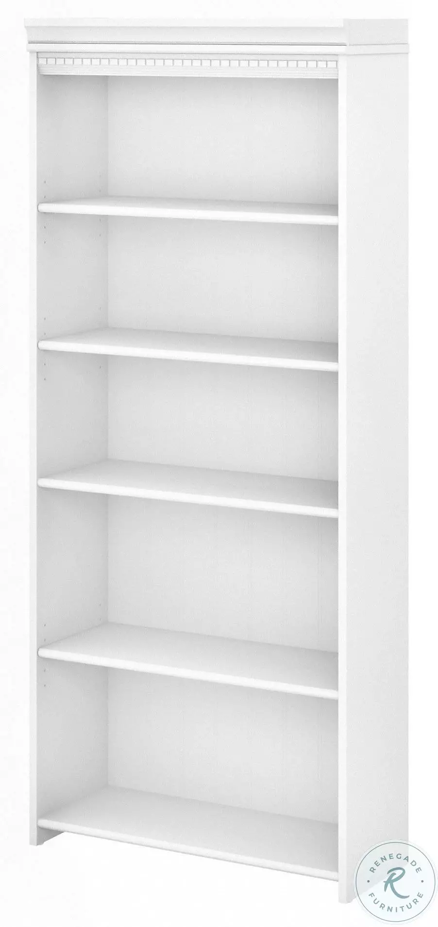 Fairview Pure White and Shiplap Gray 5 Shelf Tall Bookcase From