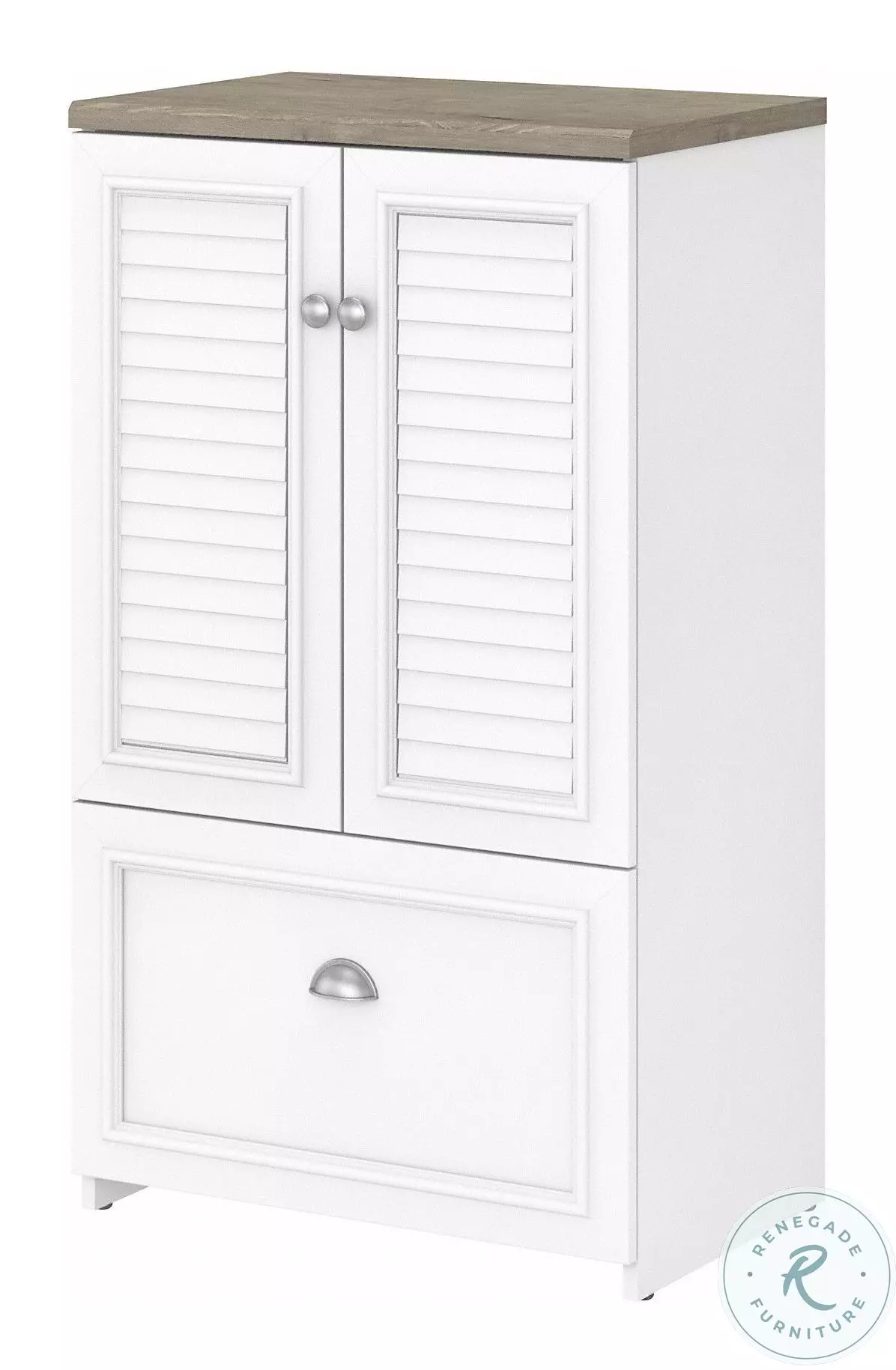 Fairview Pure White and Shiplap Gray 2 Door Storage Cabinet