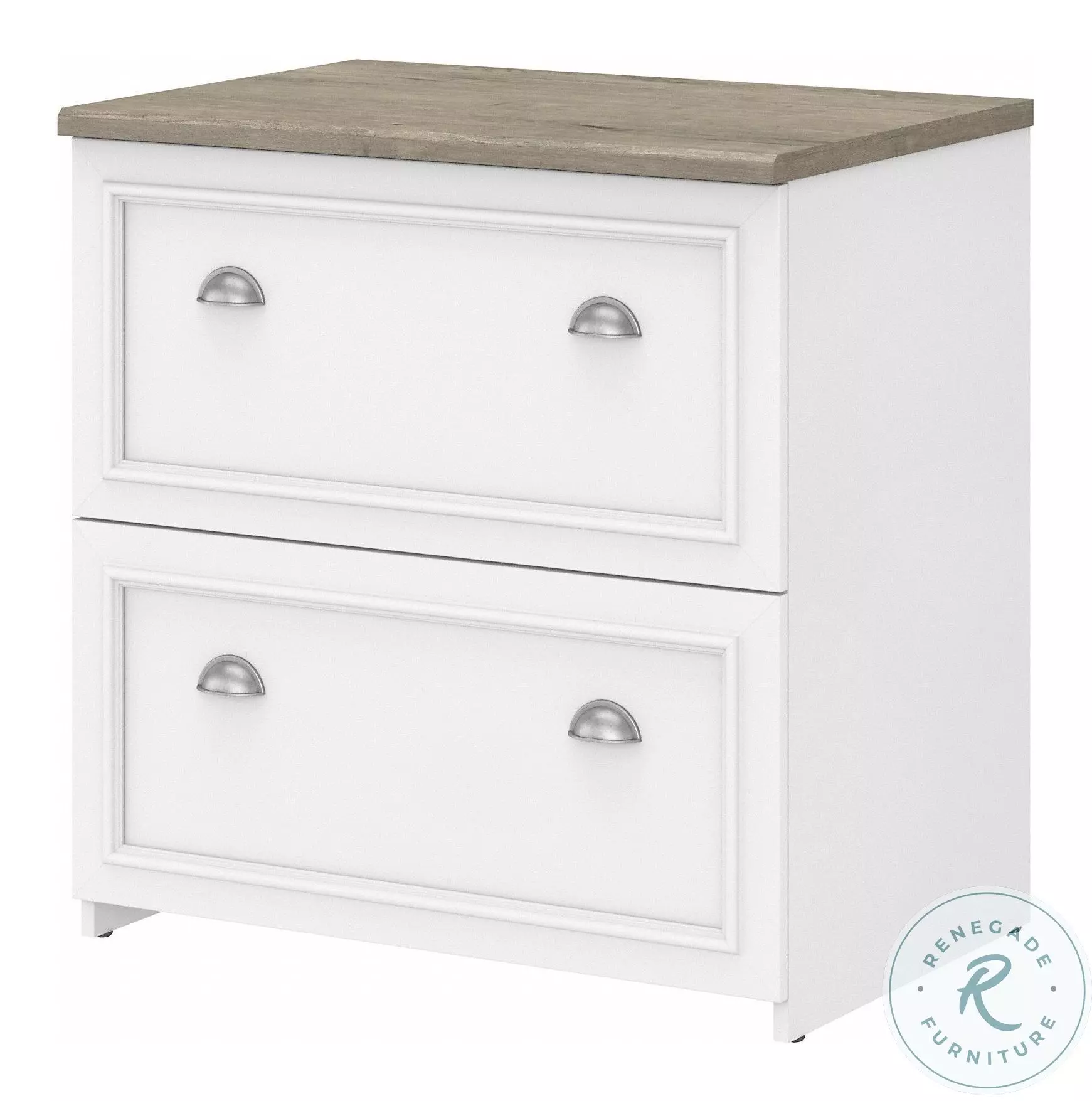 Fairview Pure White and Shiplap Gray 2 Drawer Lateral File Cabinet