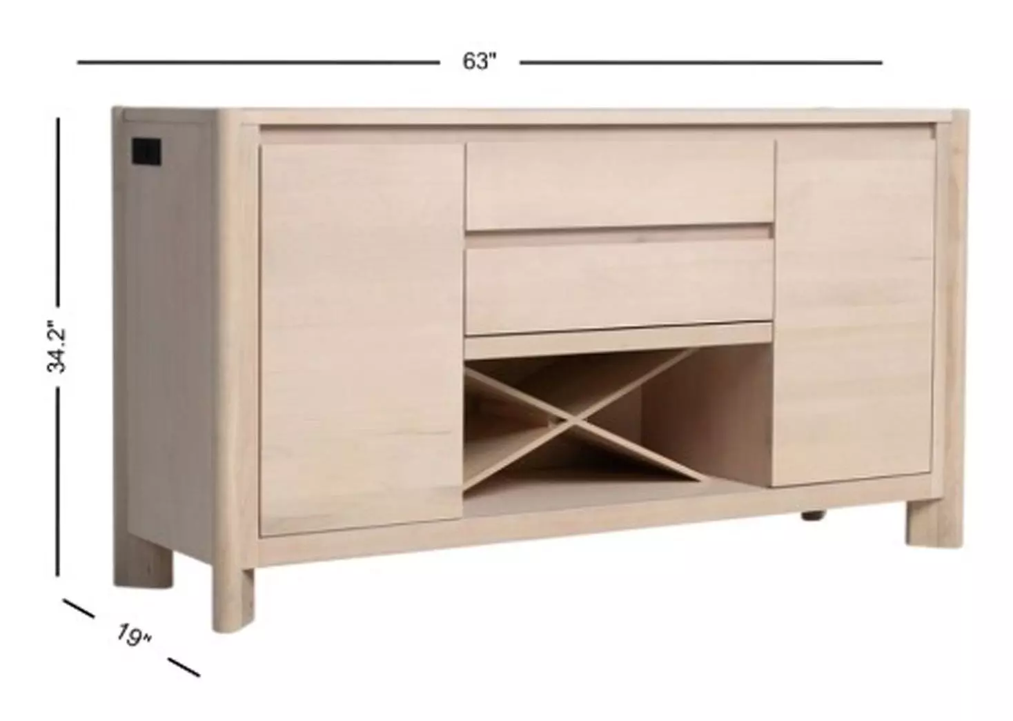 West End Natural Maple 2 Door Sideboard with USB Charging