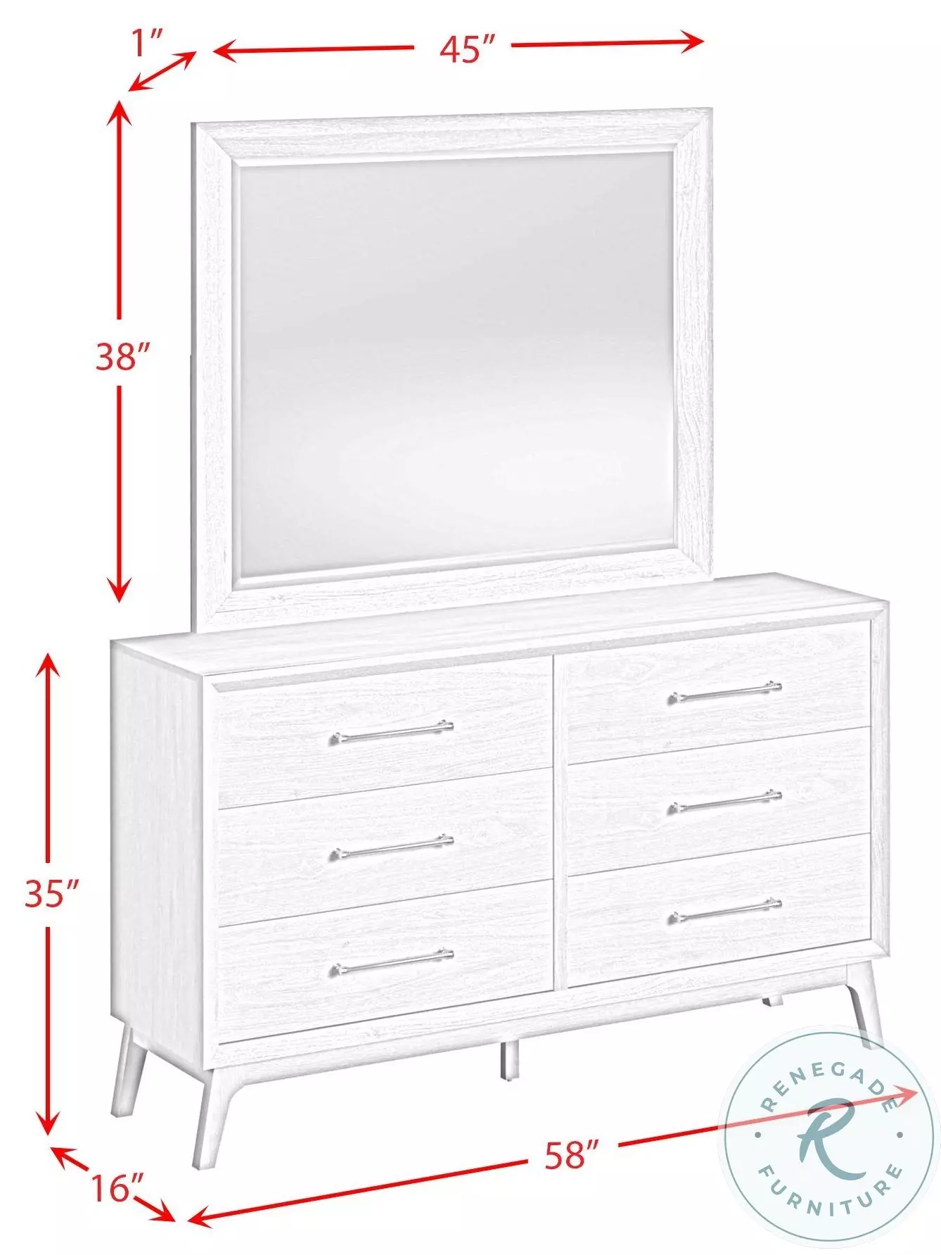 Clare Almond 6 Drawer Dresser And Mirror