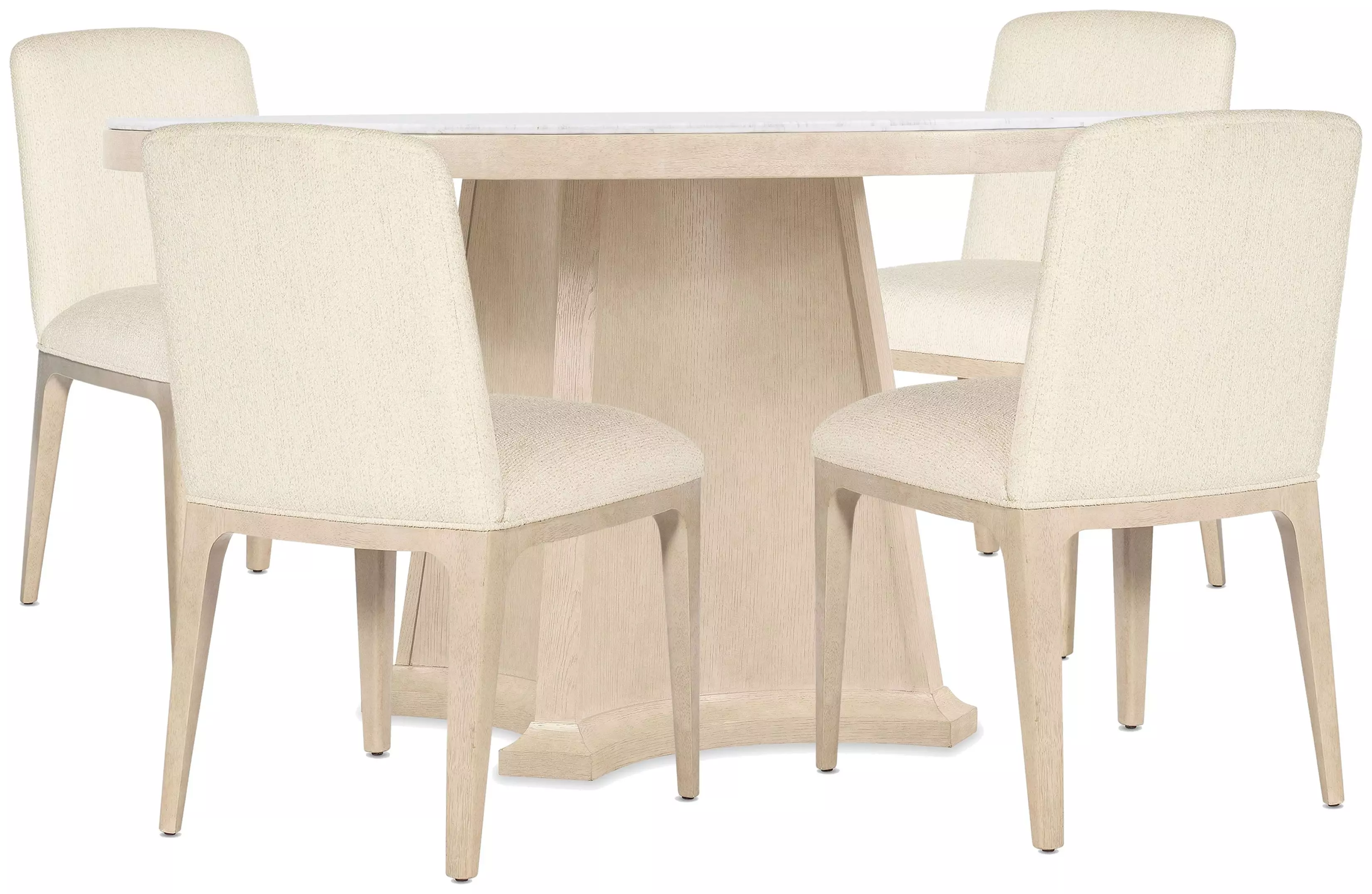Waverly Modern Classic Off White Stone Light Oak Round Dining Table - 54"