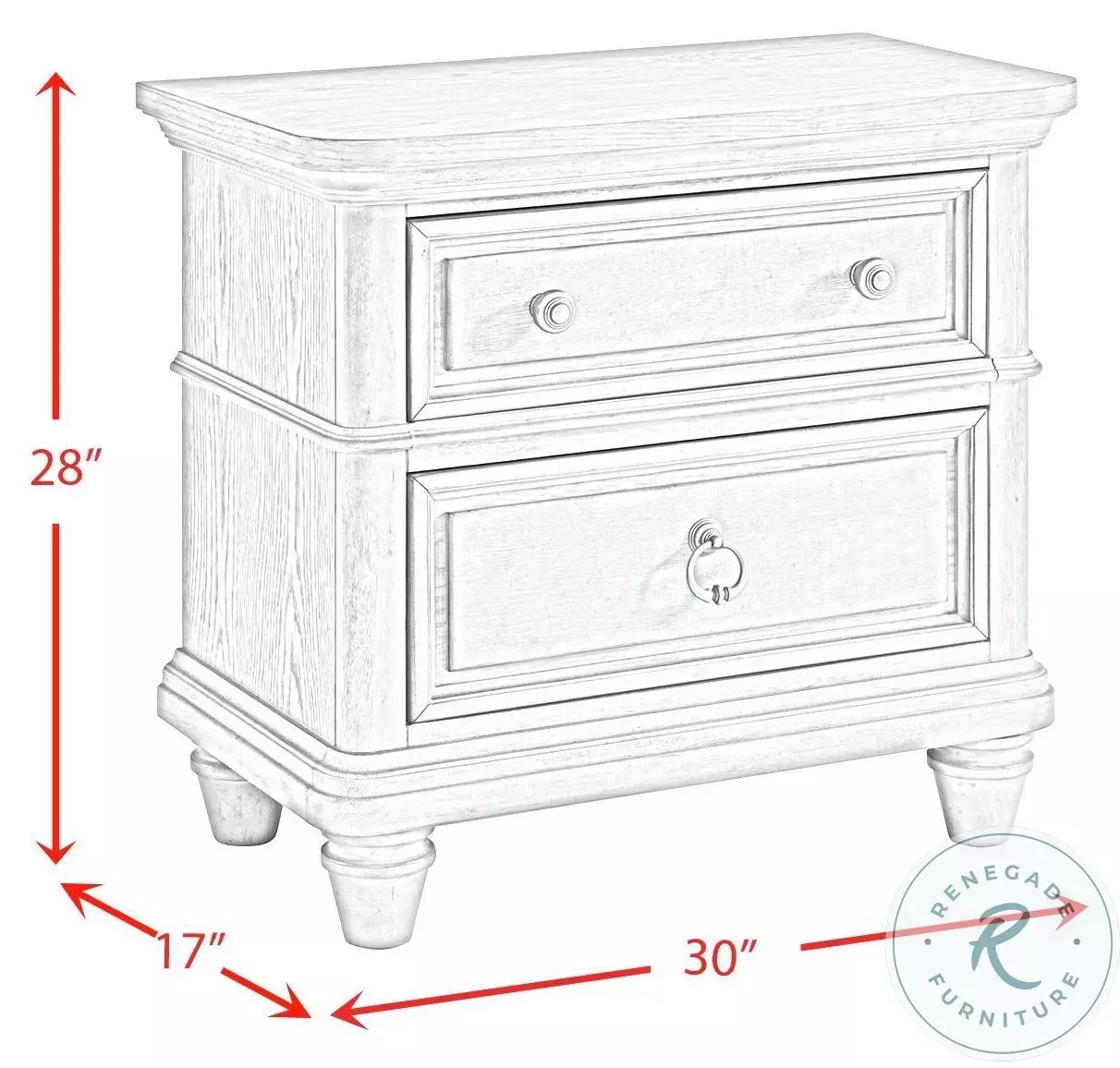 Emiko Light Grey 2 Drawer Nightstand