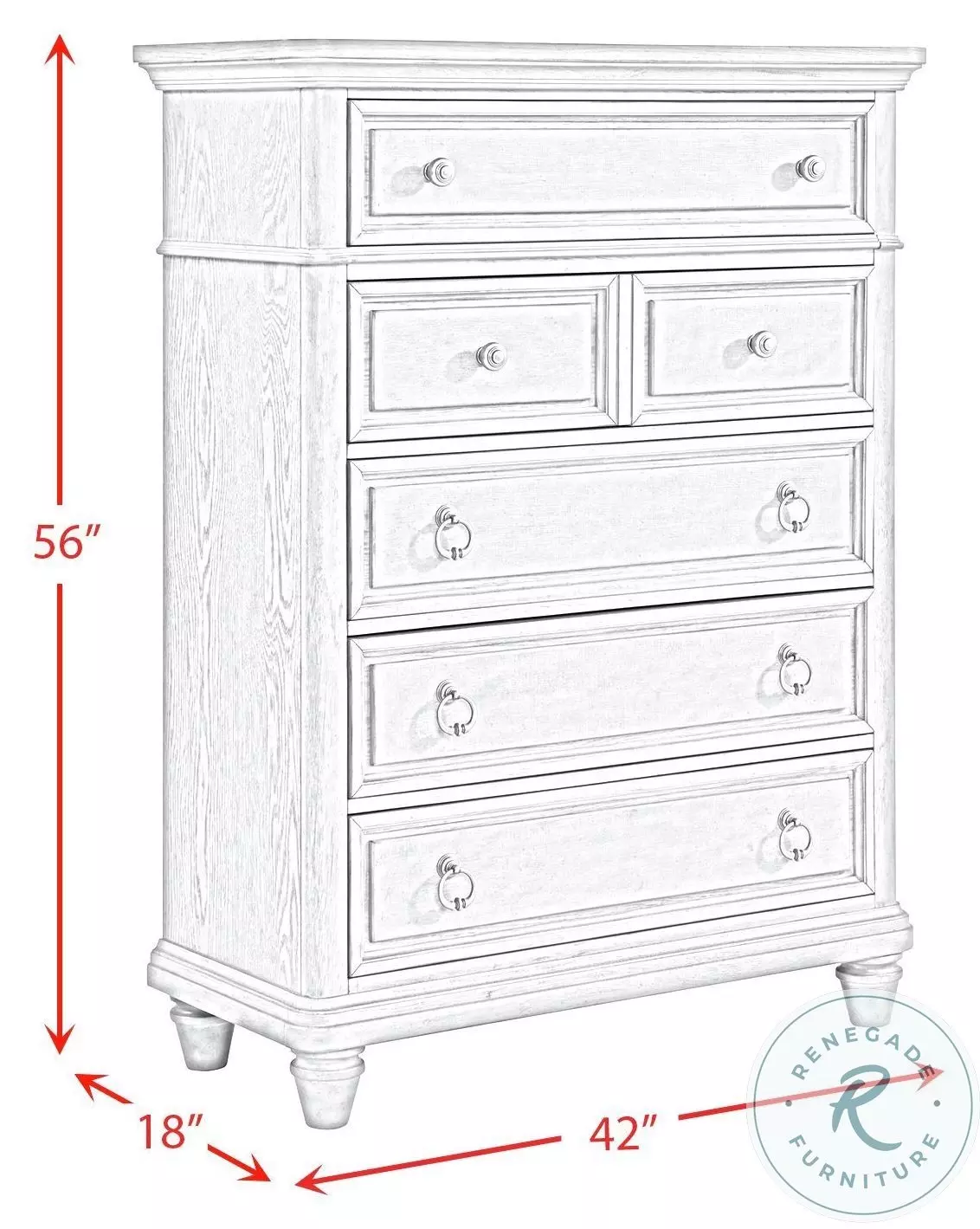 Emiko Light Grey 5 Drawer Chest