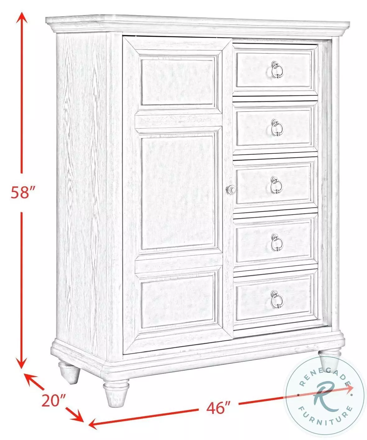 Emiko Light Grey 5 Drawer Door Chest