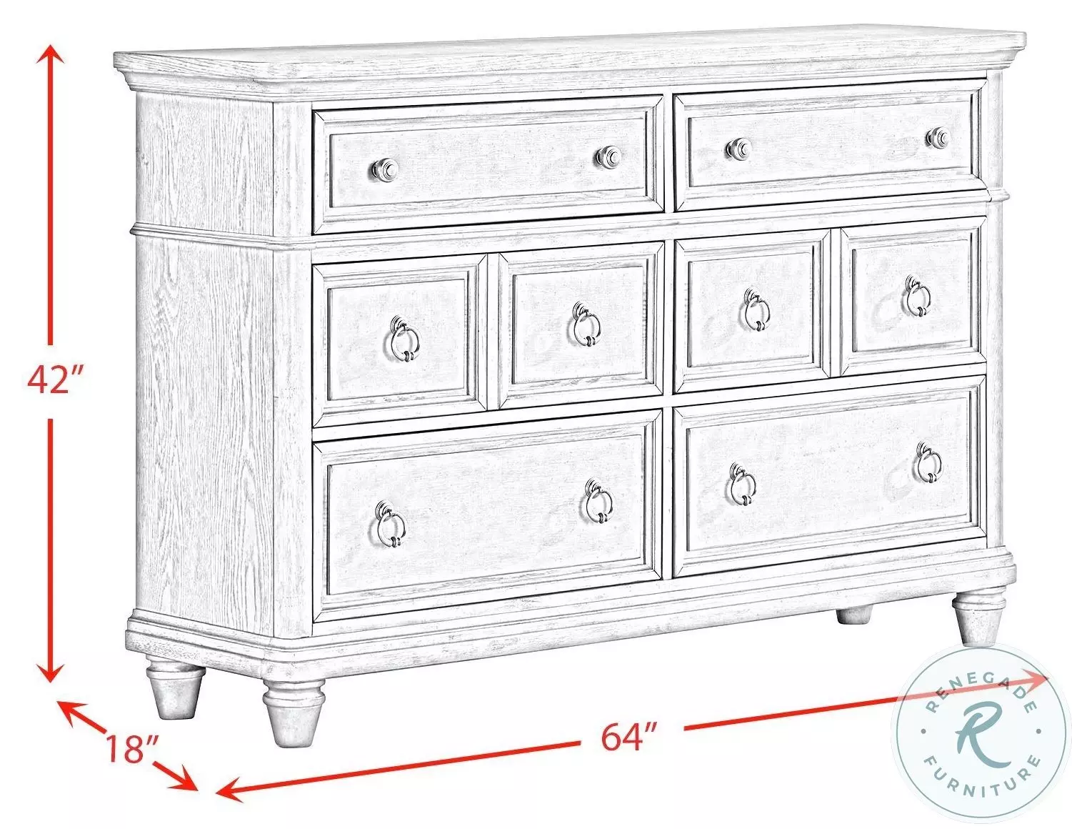 Emiko Light Grey 6 Drawer Dresser