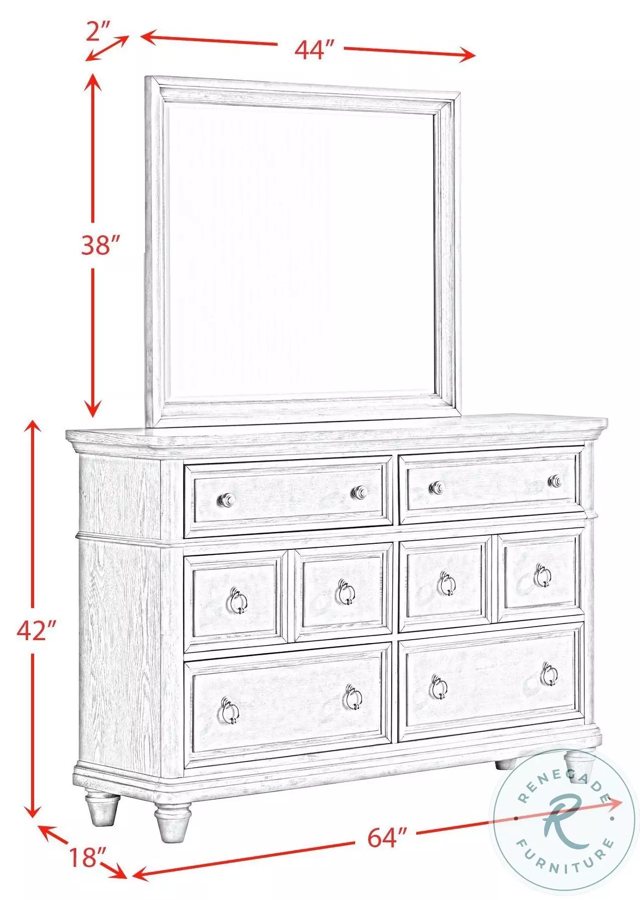 Emiko Light Grey 6 Drawer Dresser And Mirror