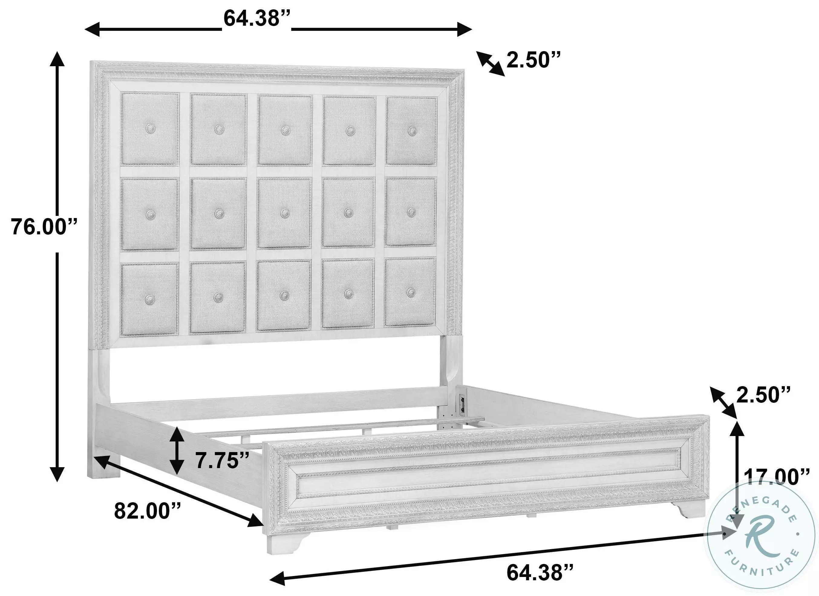 Luciana Semi Transparent Creamy White Queen Upholstered Panel Bed