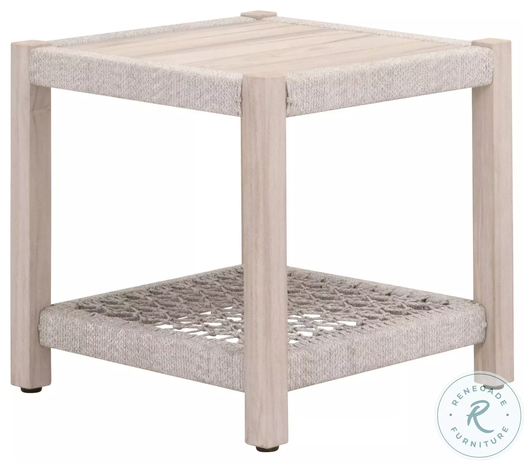 Wrap Taupe White Flat Rope And Gray Teak Outdoor End Table From ...