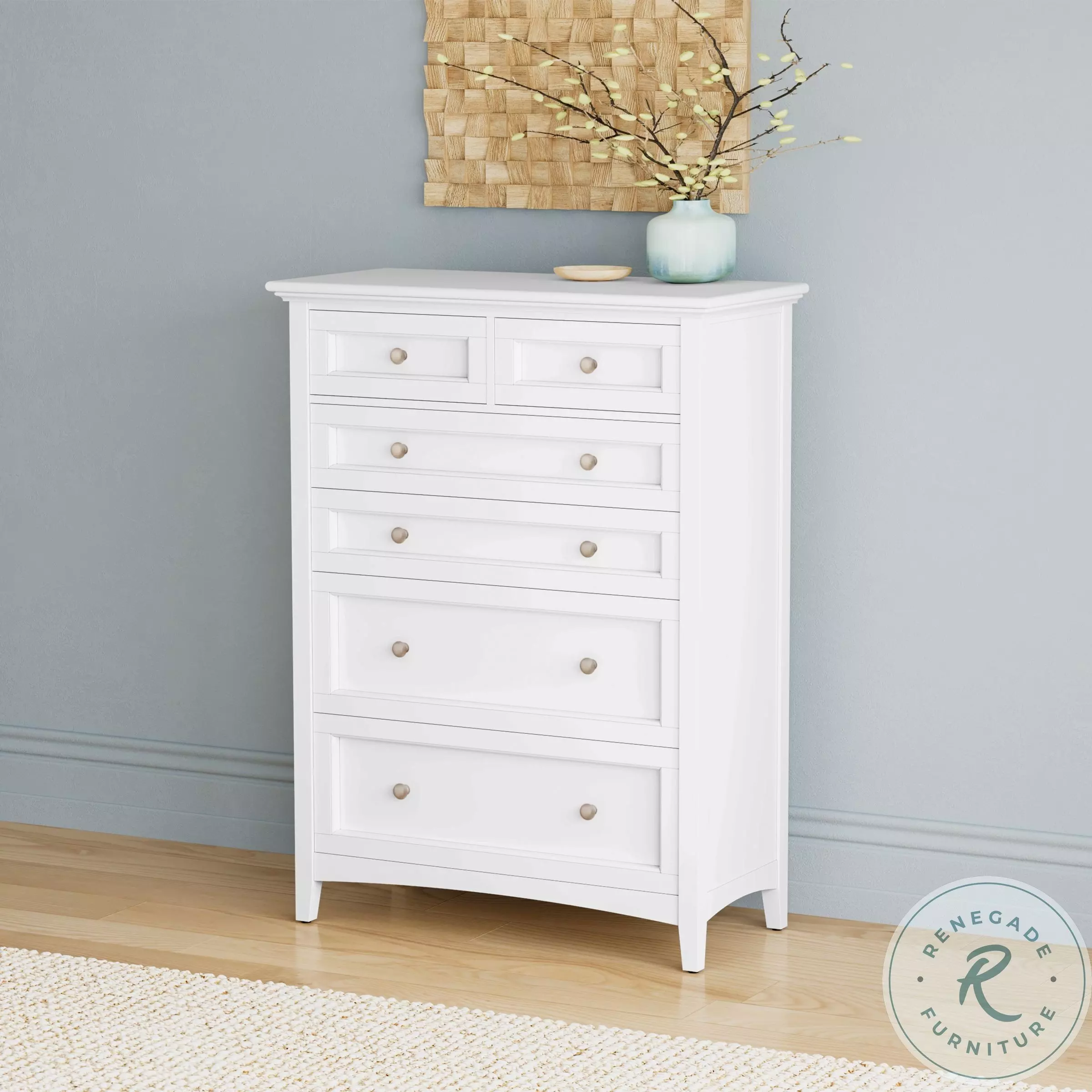 A-America Westlake 6 Drawer Chest, White A-America Westlake 6 Drawer Chest, White
