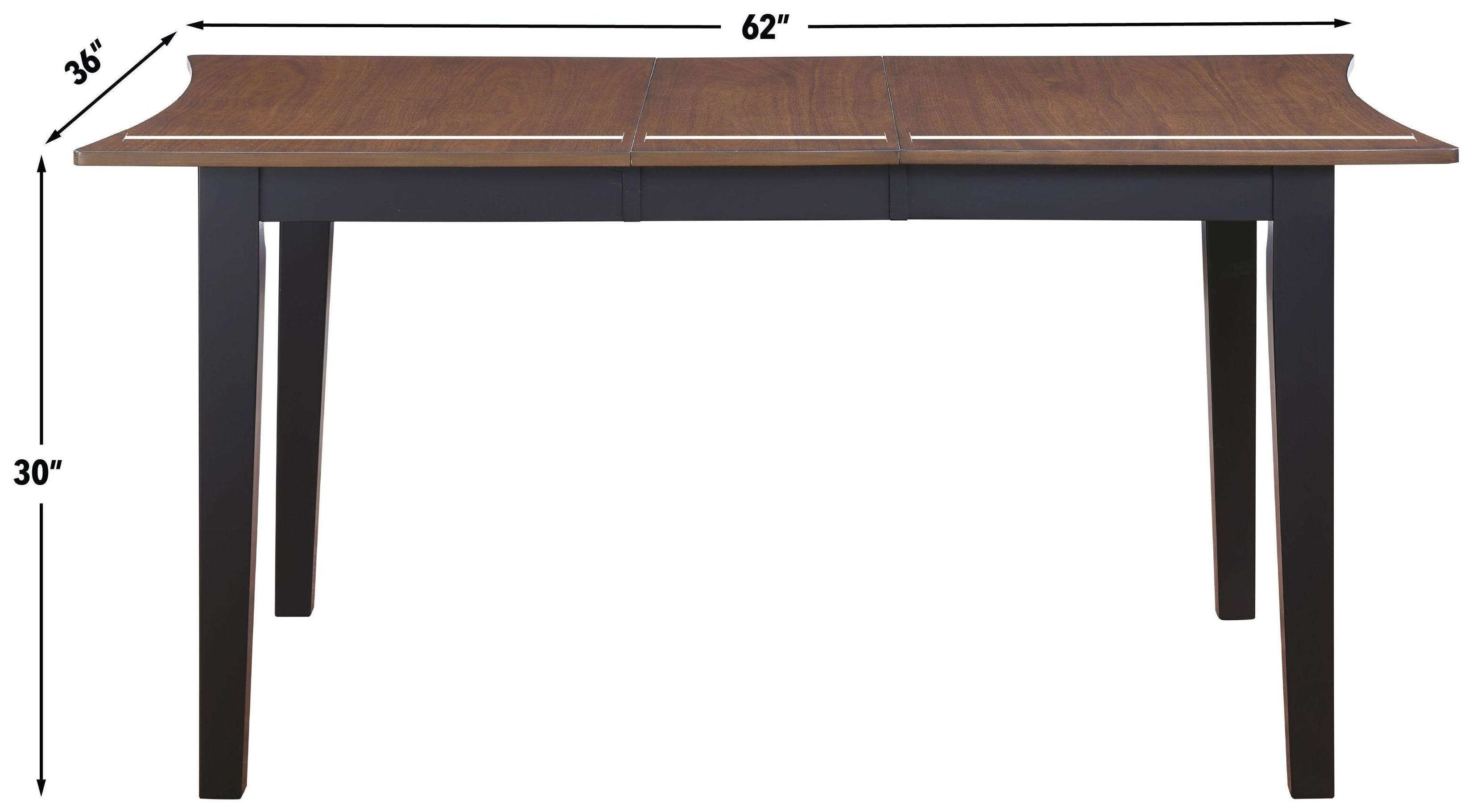 Joplin Walnut and Ebony 62" Extendable Rectangular Dining Table