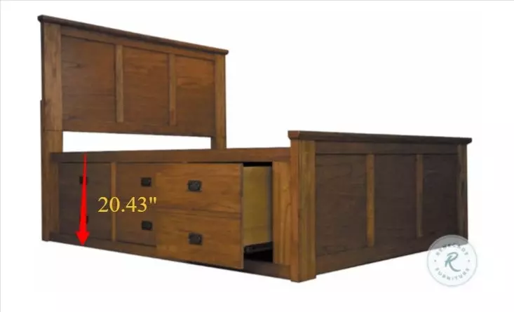 Mission Hill Medium Harvest Queen Captains Storage Bed