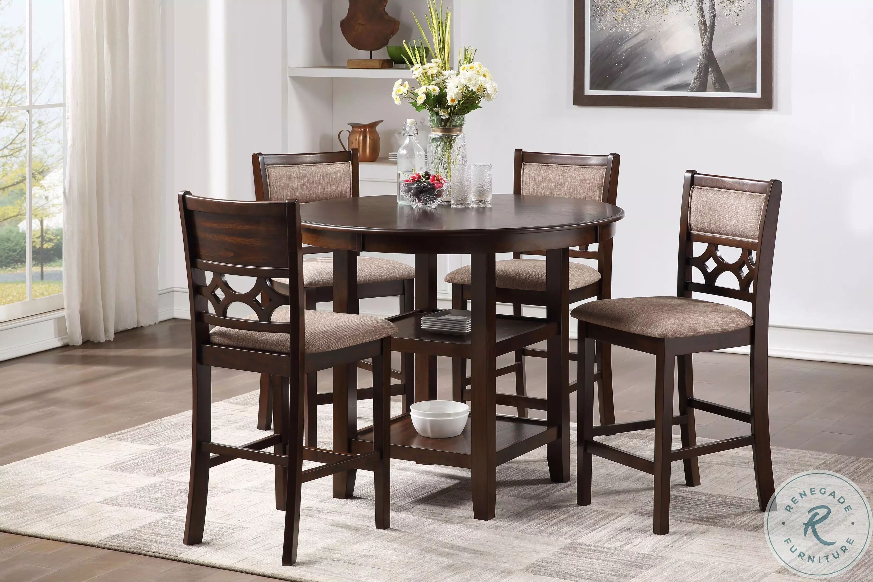 Mitchell Cherry 5 Piece Counter Height Dining Set From New Classic
