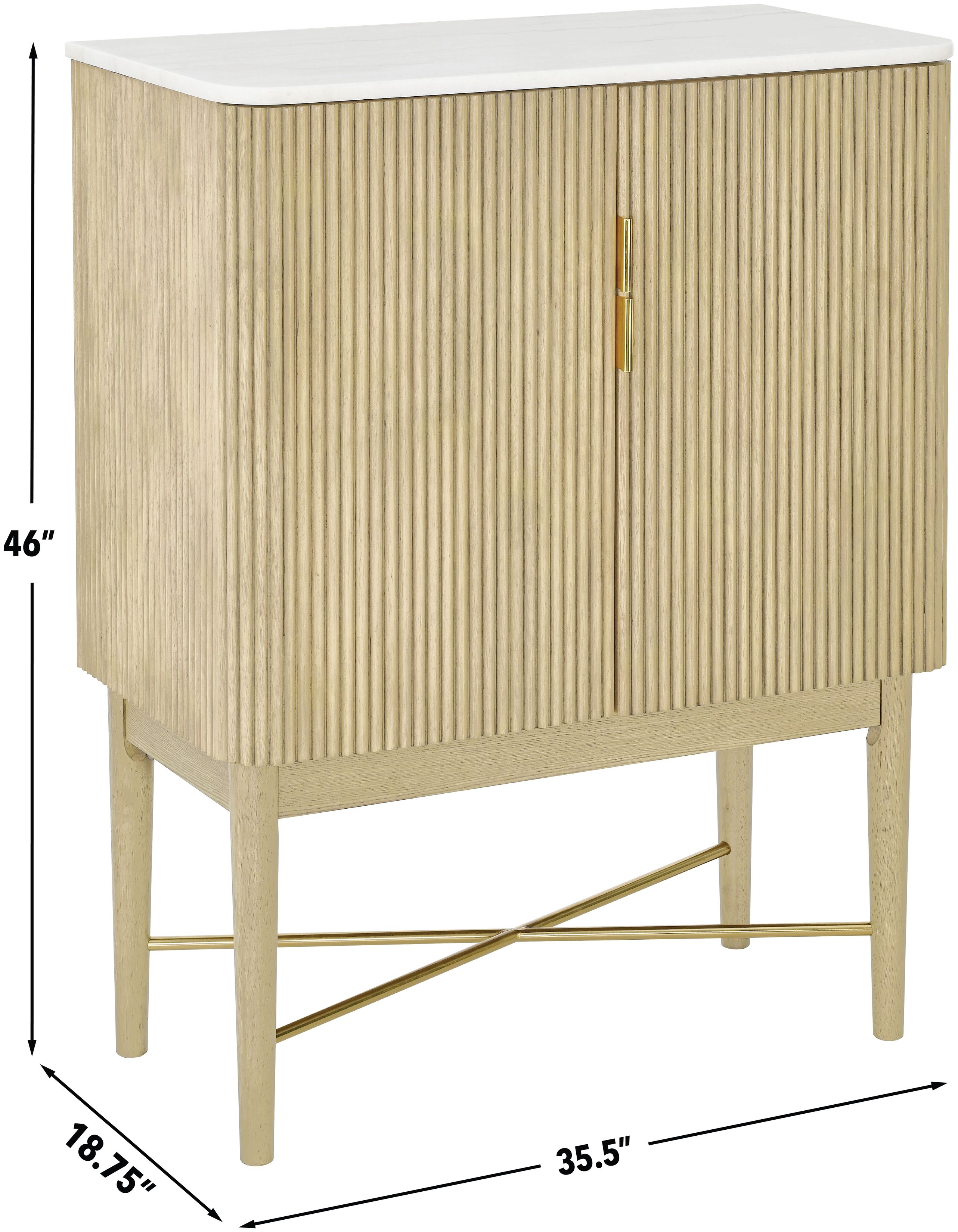 Vida Blonde 2 Door Marble Top Wine Cabinet