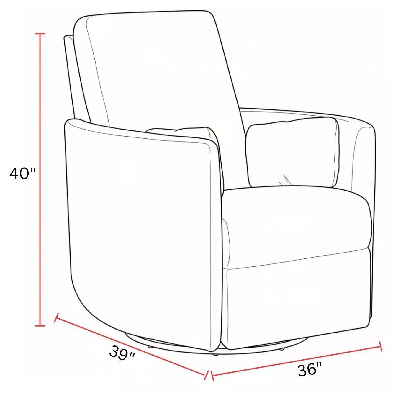 Trenton Vincent Fog Manual Swivel Glider Recliner with Pillows