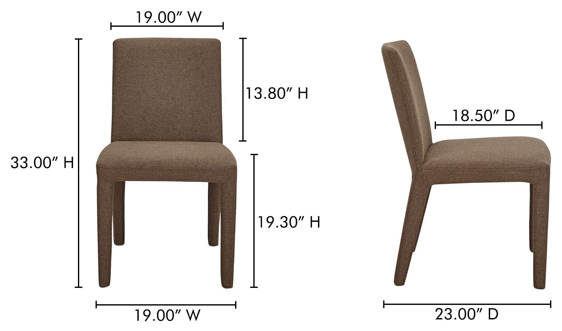 Monte Brown Performance Fabric Upholstered Dining Chair Set of 2
