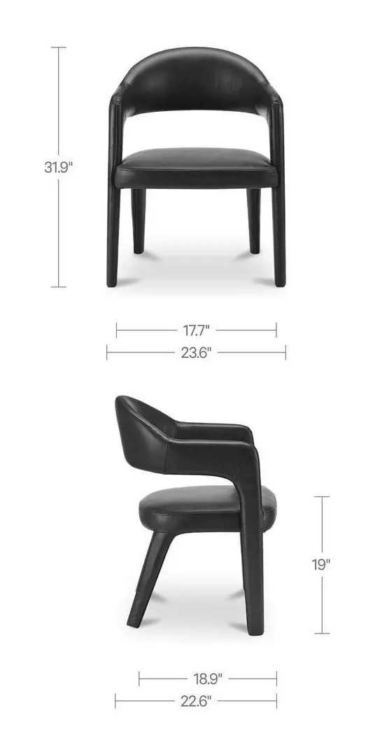 Martens Black Leather Upholstered Dining Chair