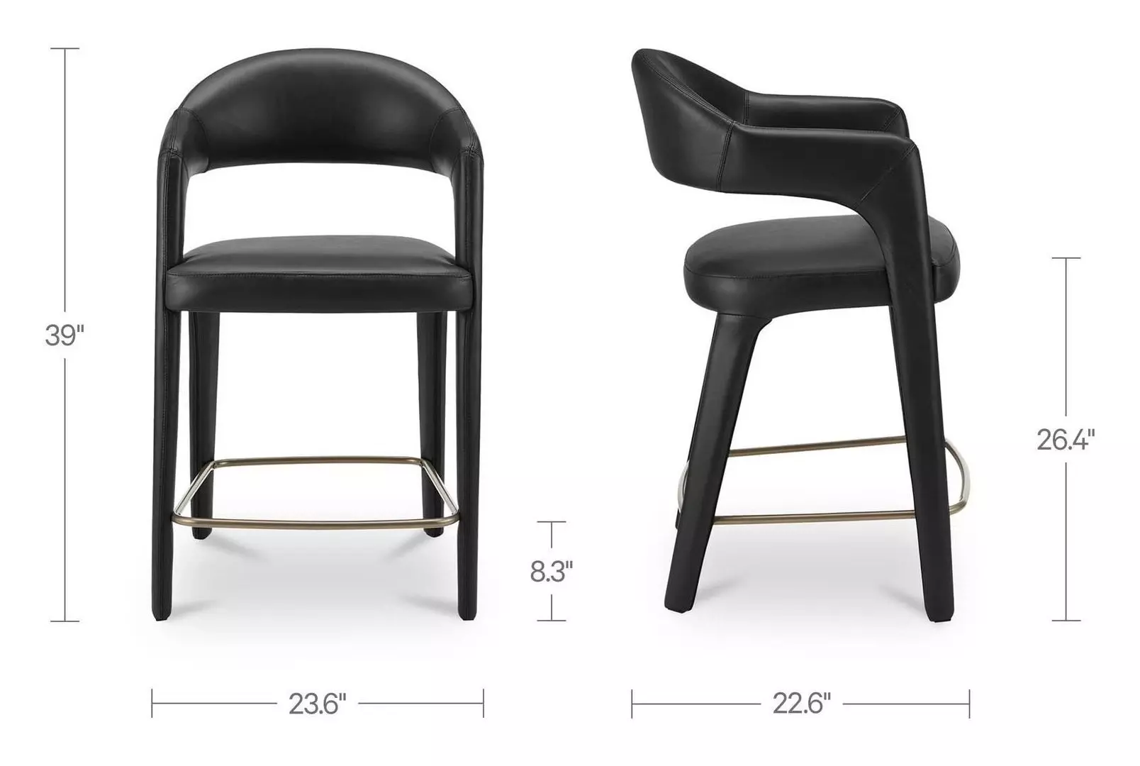 Martens Black Leather Upholstered Counter Height Stool