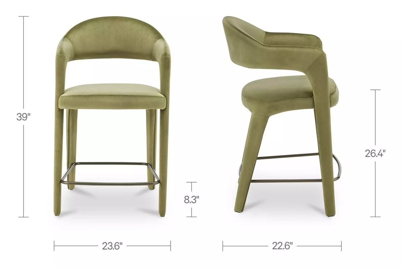 Martens Green Upholstered Counter Height Stool