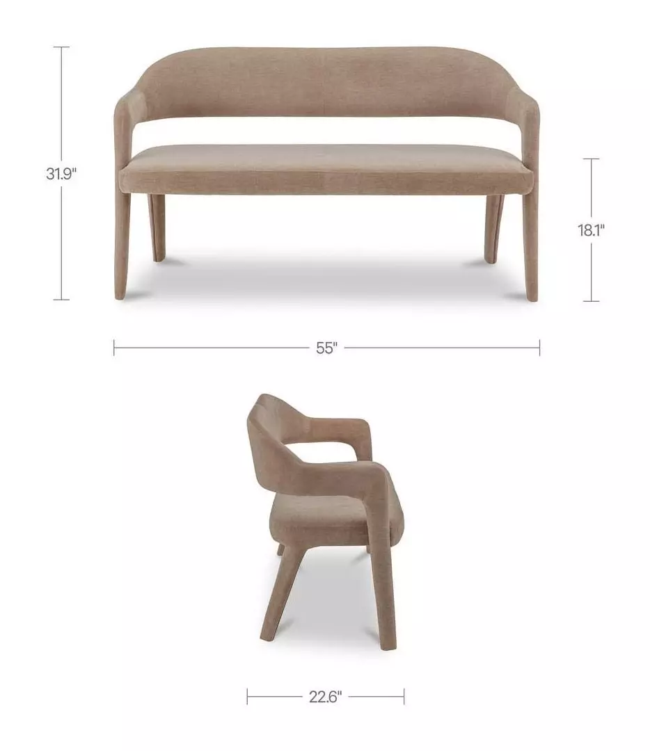 Martens Camel Upholstered Dining Bench