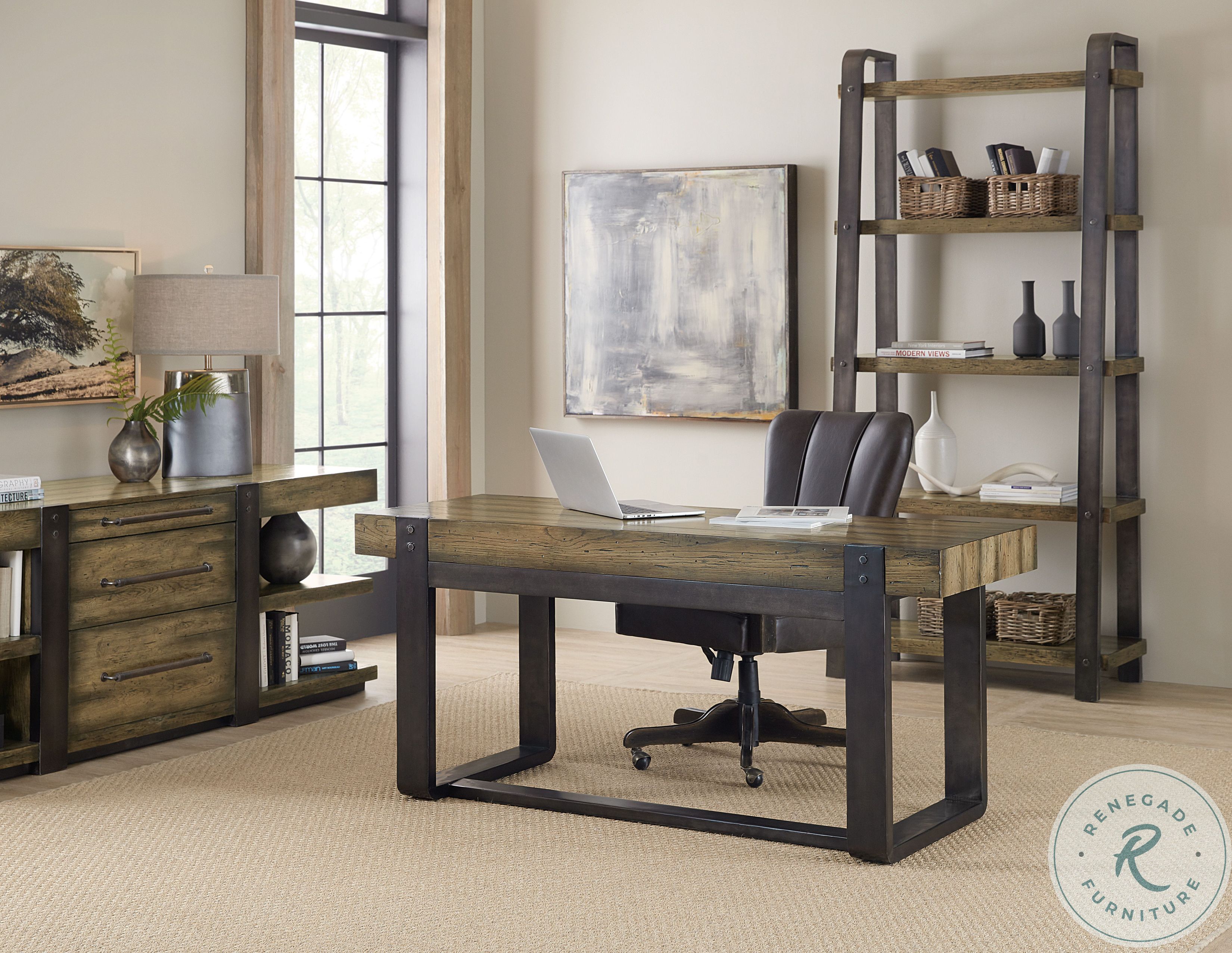 Crafted Dark Wood Leg Desk from Hooker Coleman Furniture