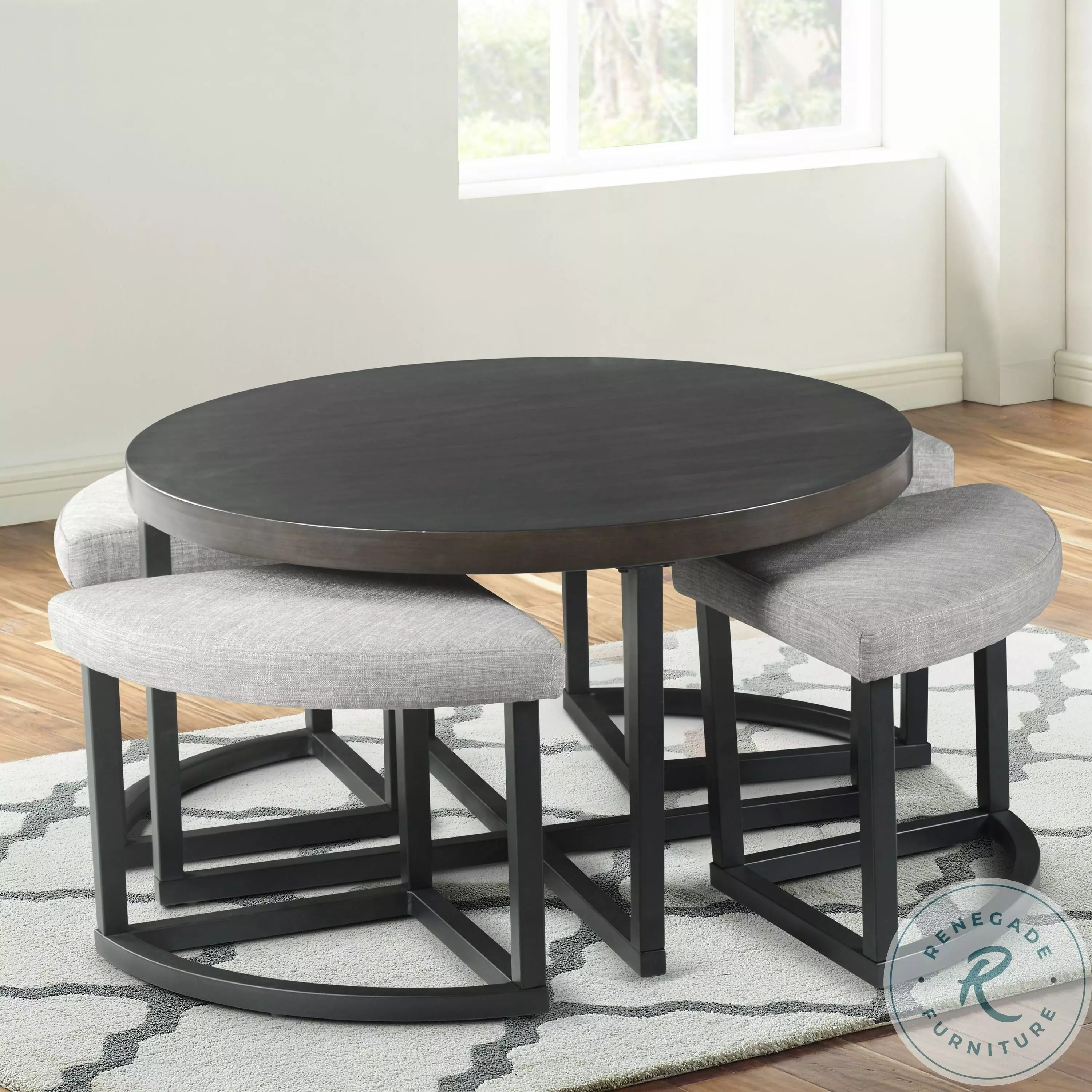 Yukon Walnut Coffee Table With Stool from Steve Silver | Coleman