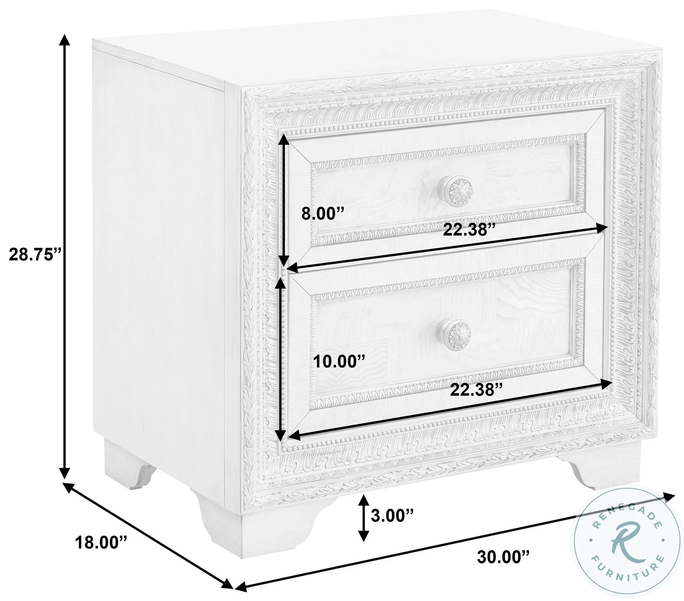 Luciana Semi Transparent Creamy White 2 Drawer Nightstand
