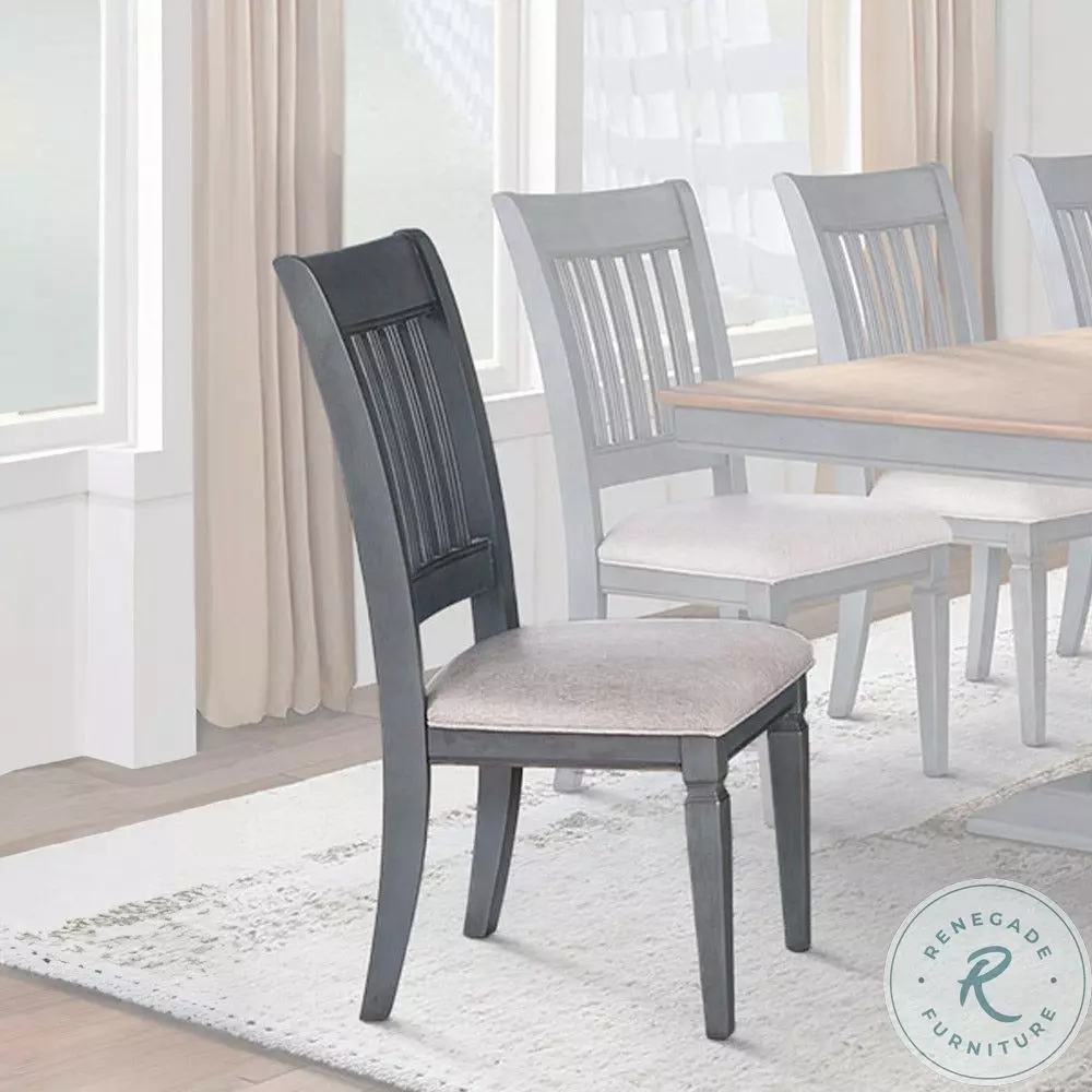 Americana Corduroy Blue Slat Back Side Chair Set Of 2 From Legends