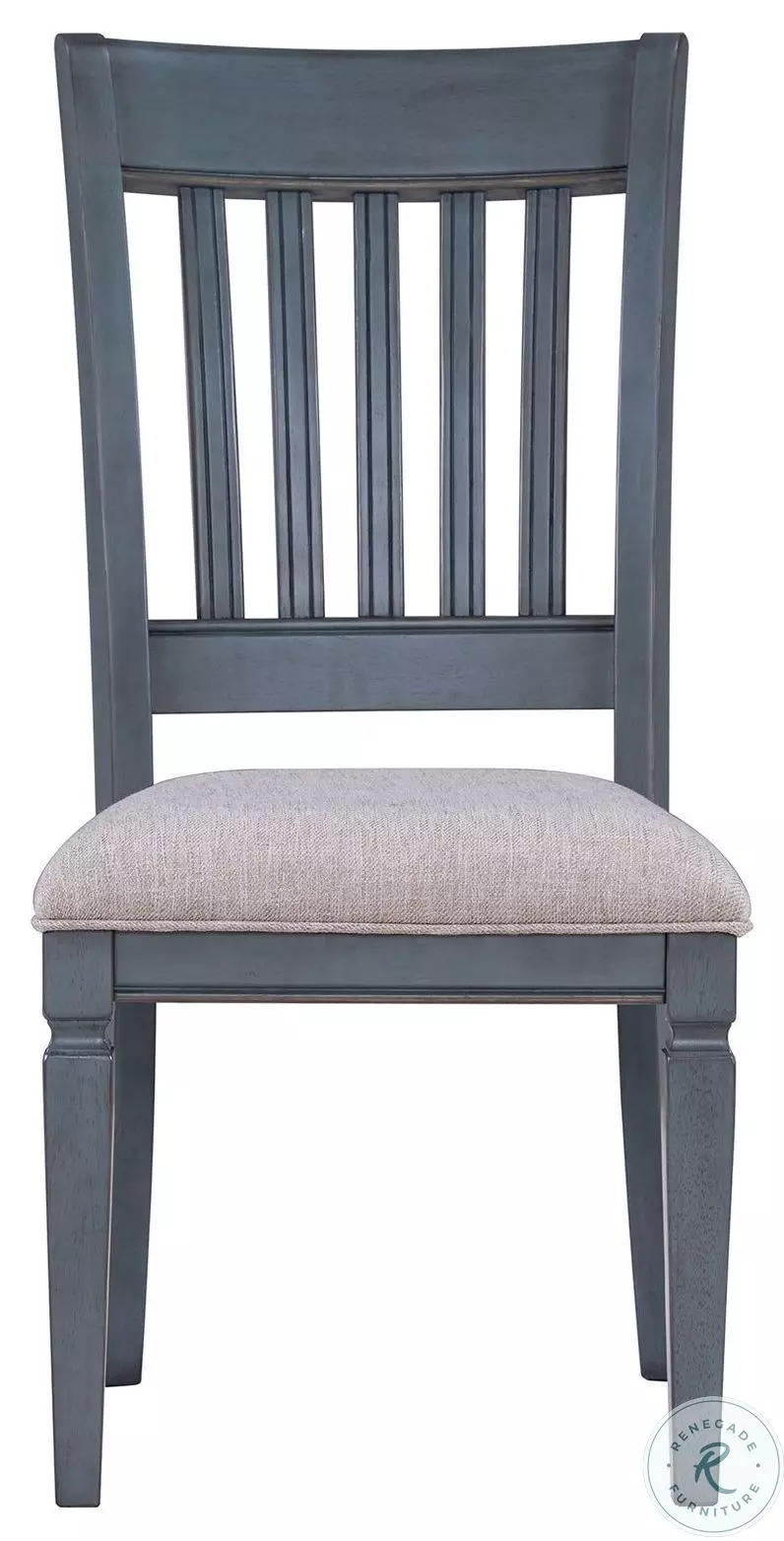 Americana Corduroy Blue Slat Back Side Chair Set Of 2 From Legends