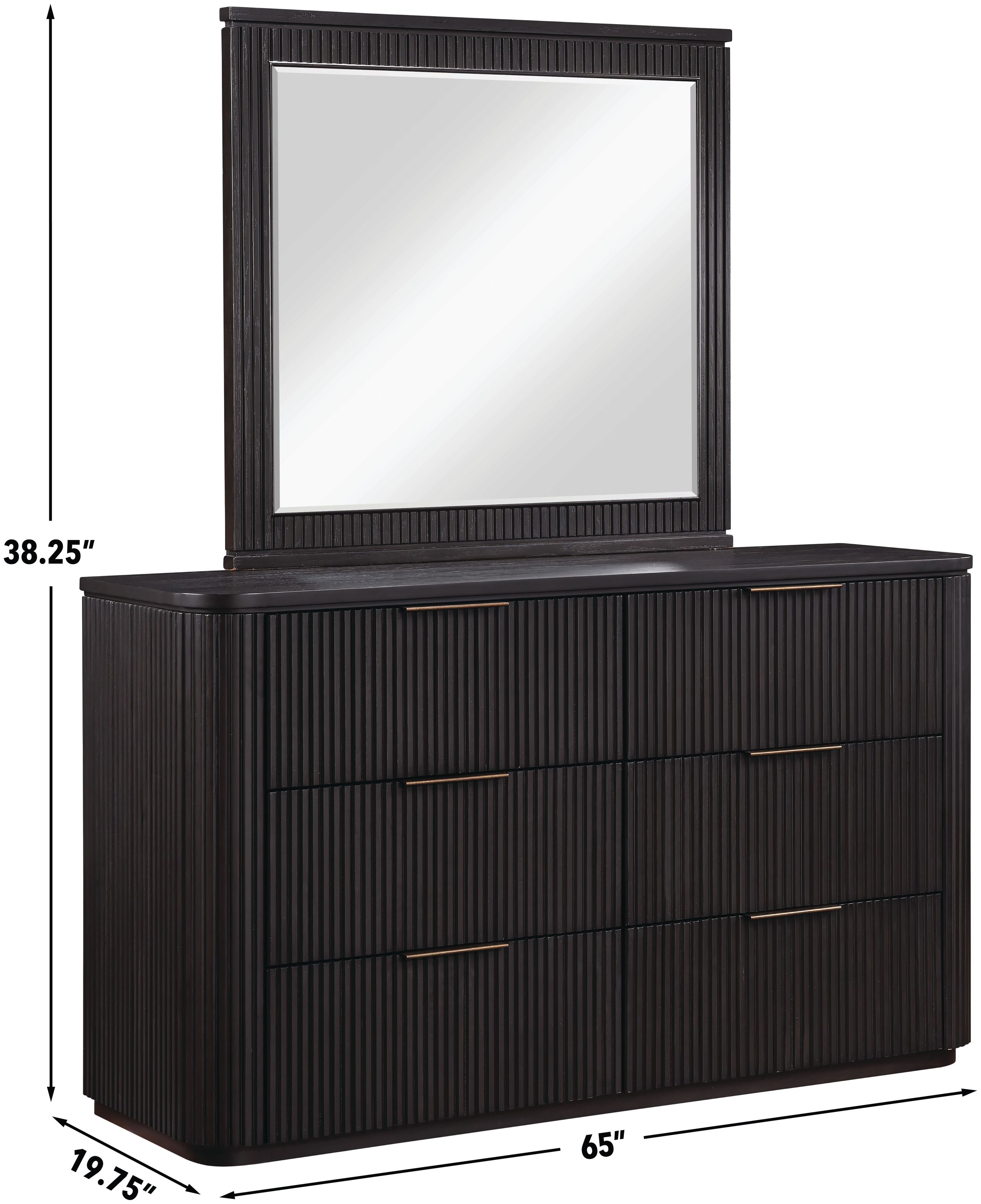 Henry Espresso 6 Drawer Dresser and Rectangular Mirror