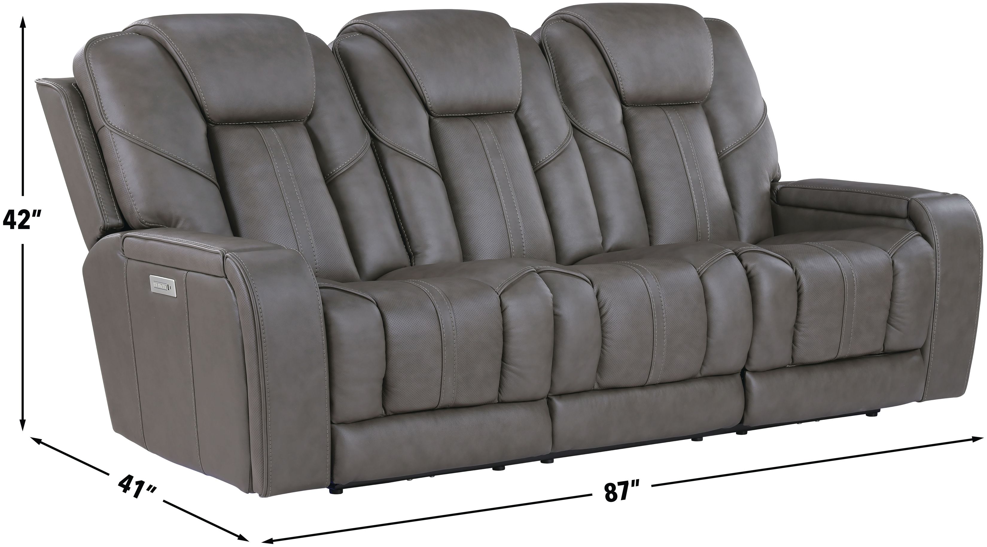 Daniel Gray 87" Triple Power Reclining Sofa with USB Charging