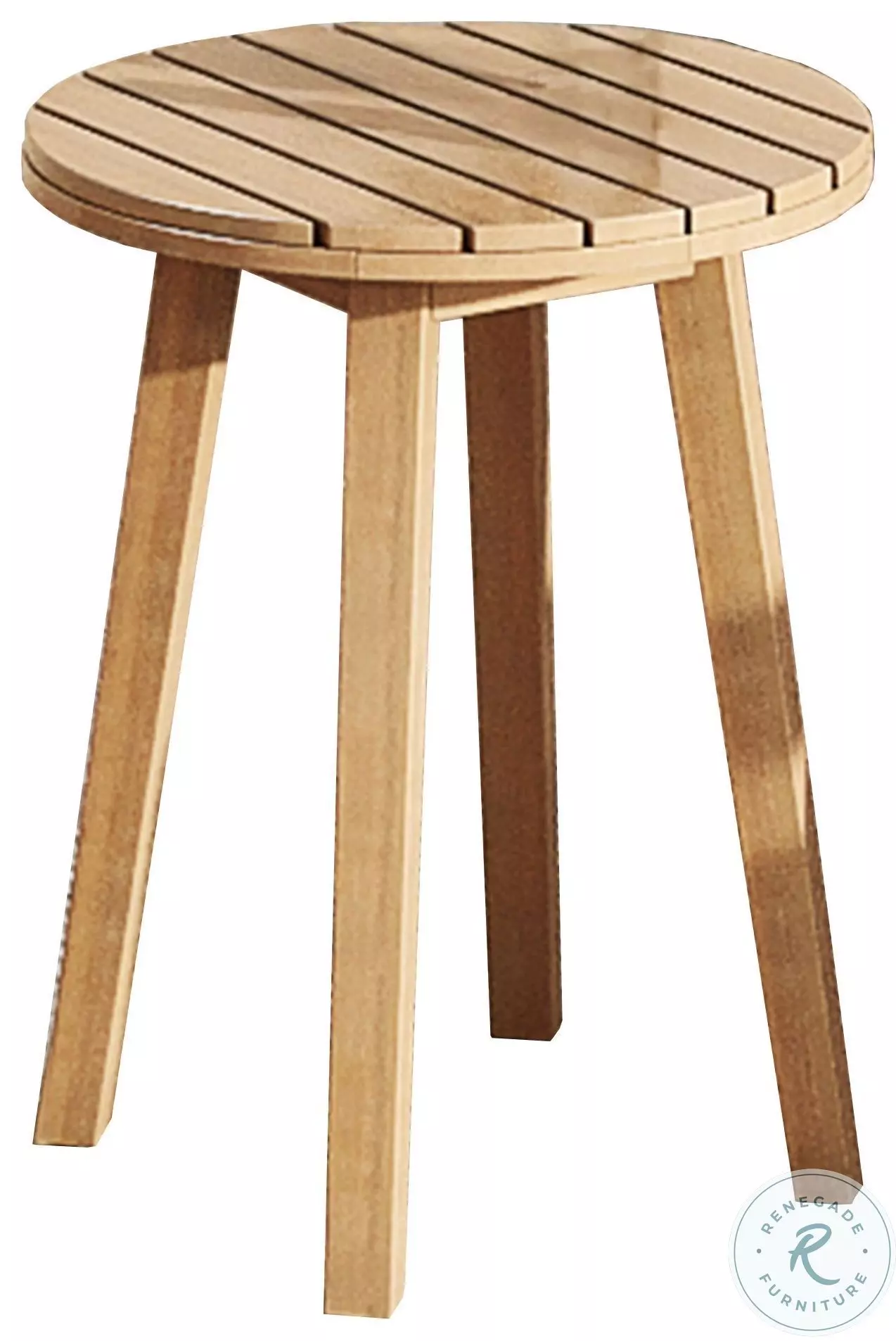 Wesley Natural Outdoor Patio Round End Table From New Classic | Coleman ...