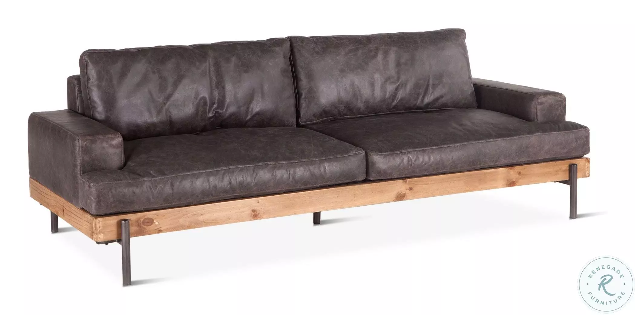 Chiavari Distressed Antique Ebony Leather Sofa from World