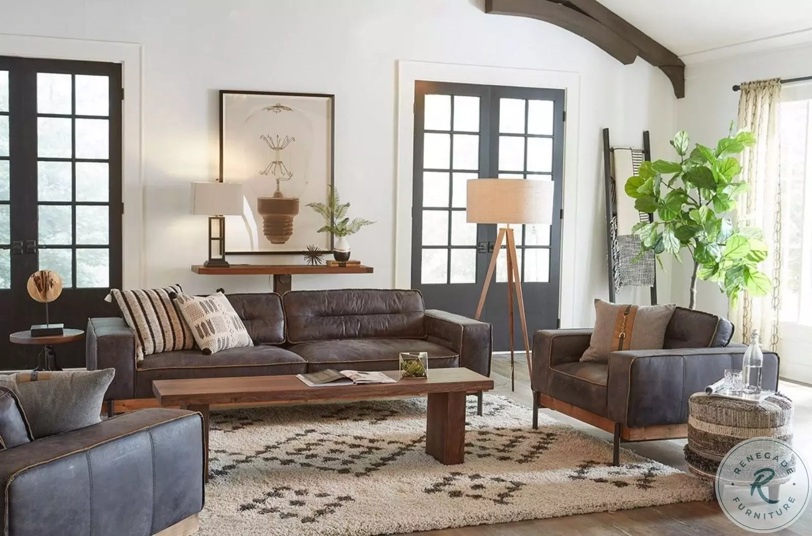 Chiavari Matte Black Leather Living Room Set from World Interiors