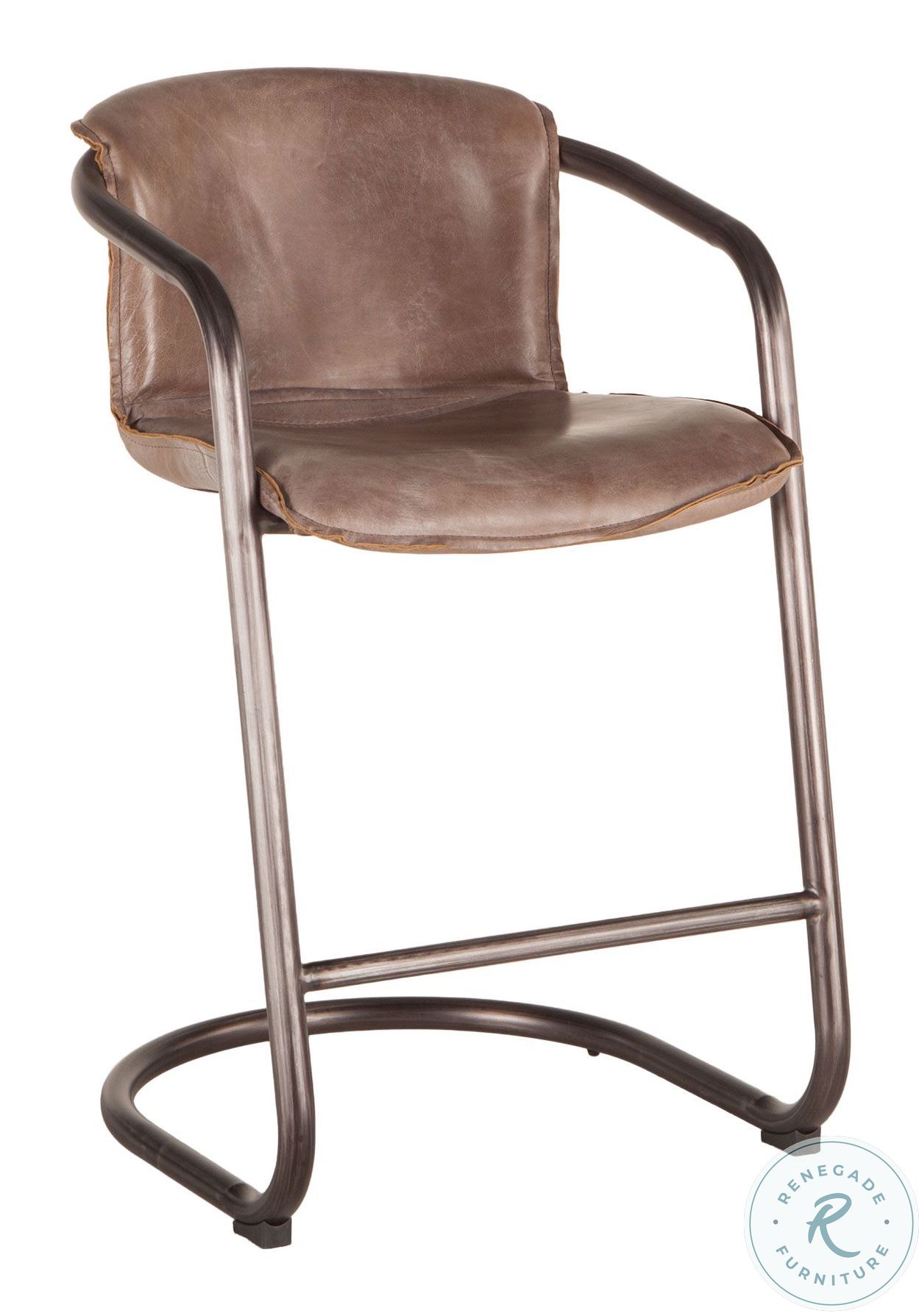 Chiavari Distressed Jet Brown Leather Counter Height Chair Set of 2